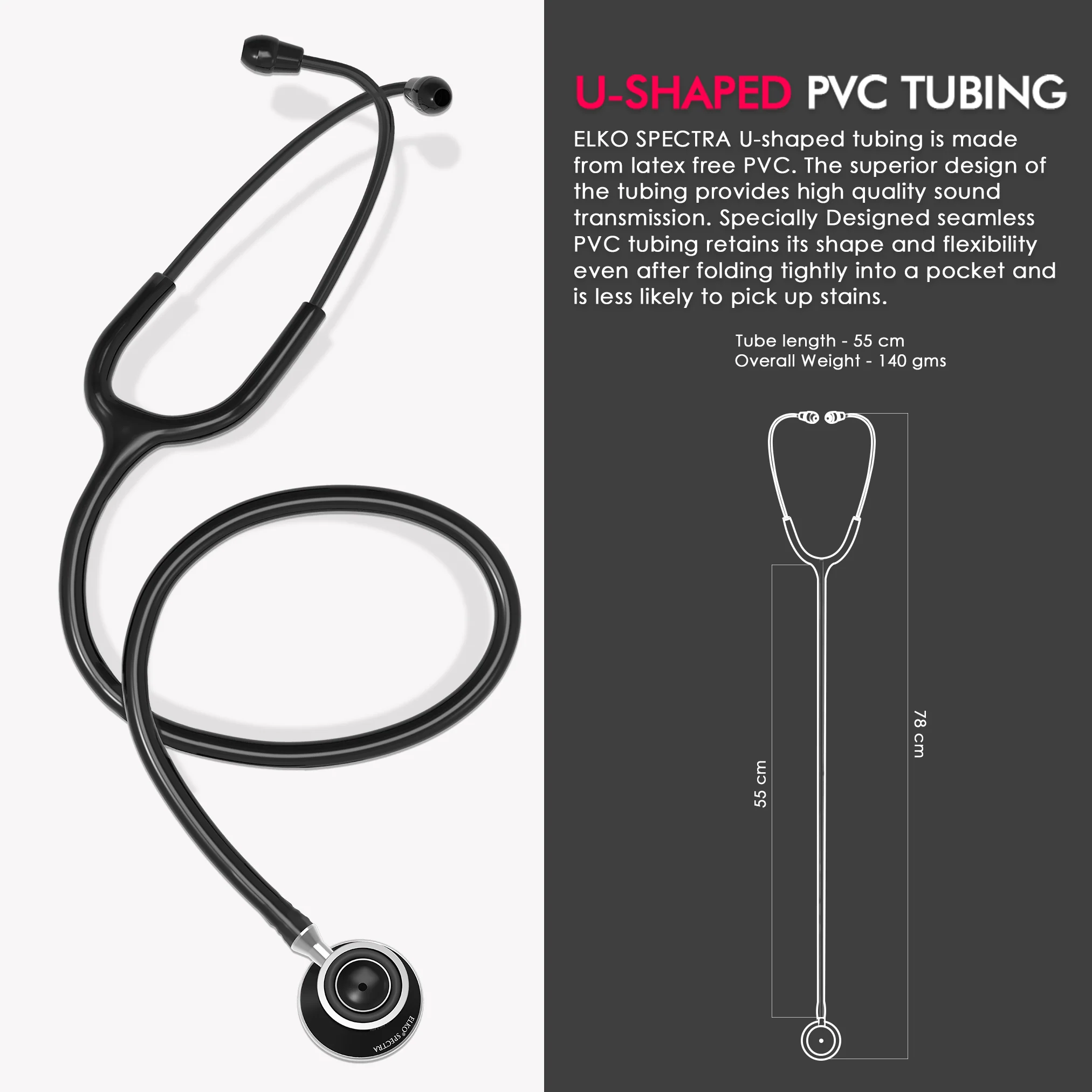 ELKO SPECTRA Aluminium Head Stethoscope-Black Edition - Image 5