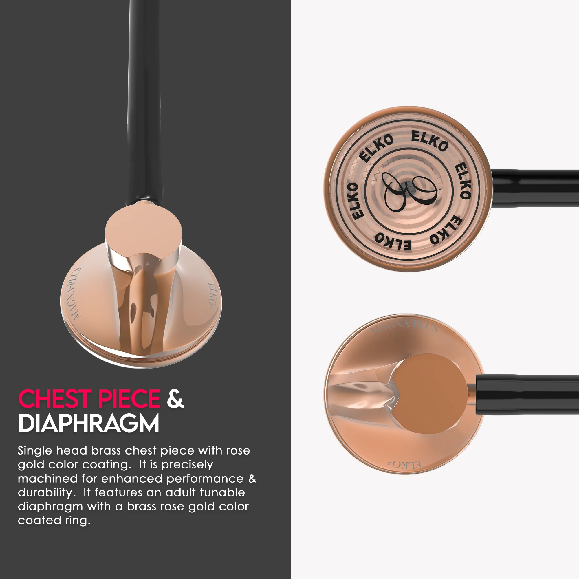 ELKO Magna-Plus Brass Single Head Stethoscope - Image 5