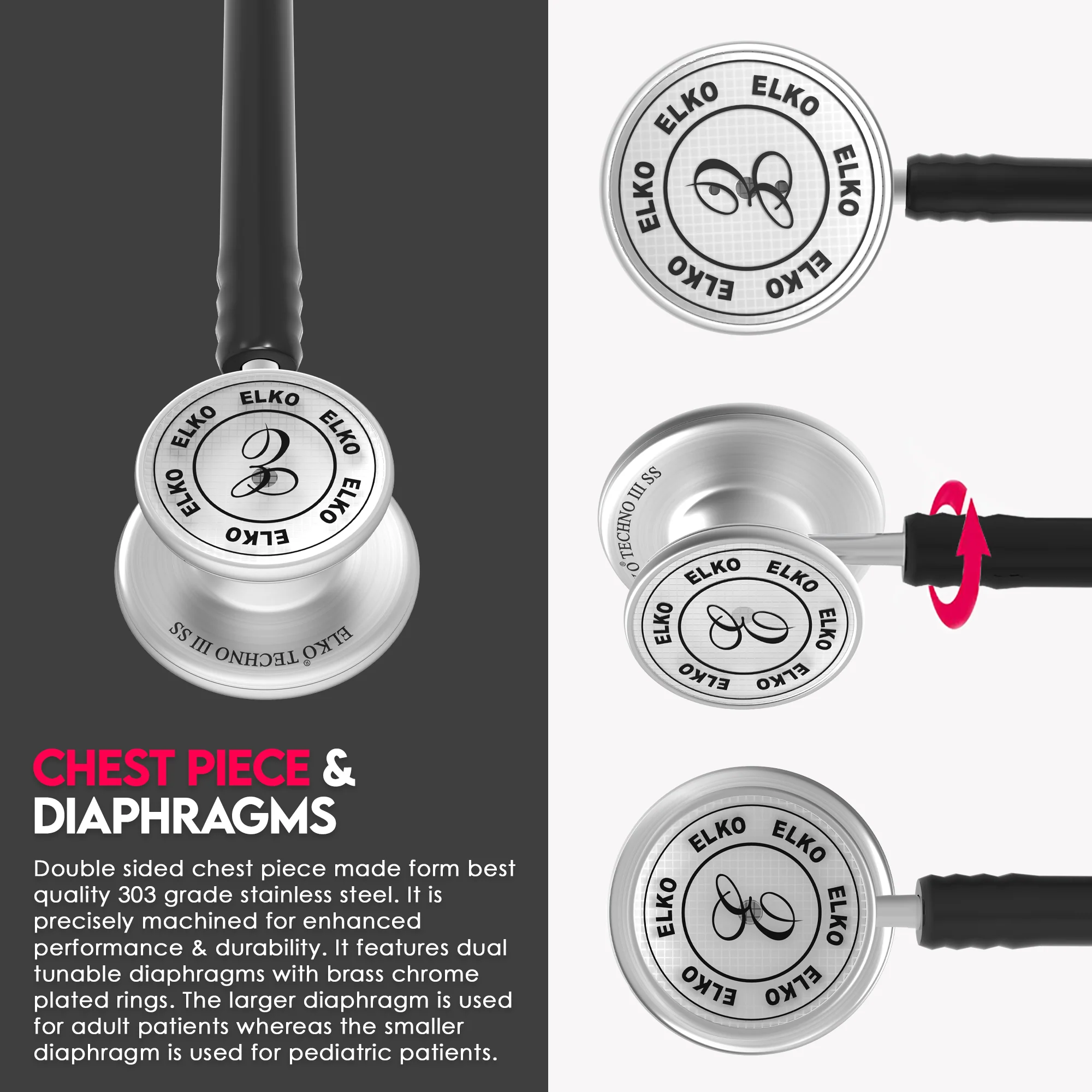 ELKO TECHNO III SS Stainless Steel Stethoscope - Image 11