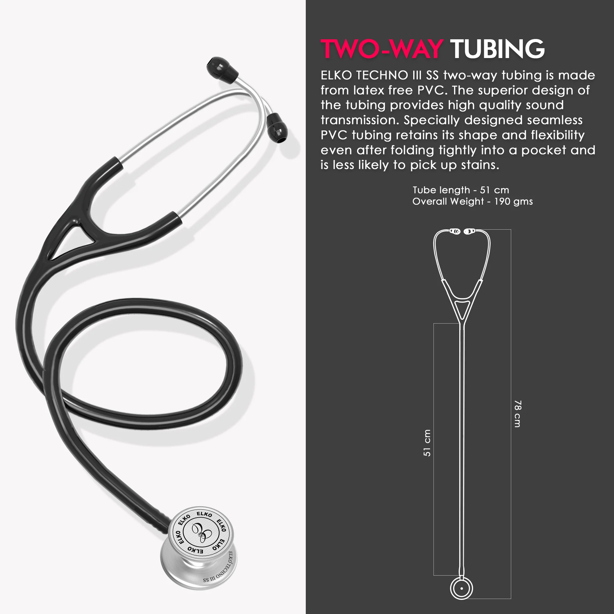 ELKO TECHNO III SS Stainless Steel Stethoscope - Image 12
