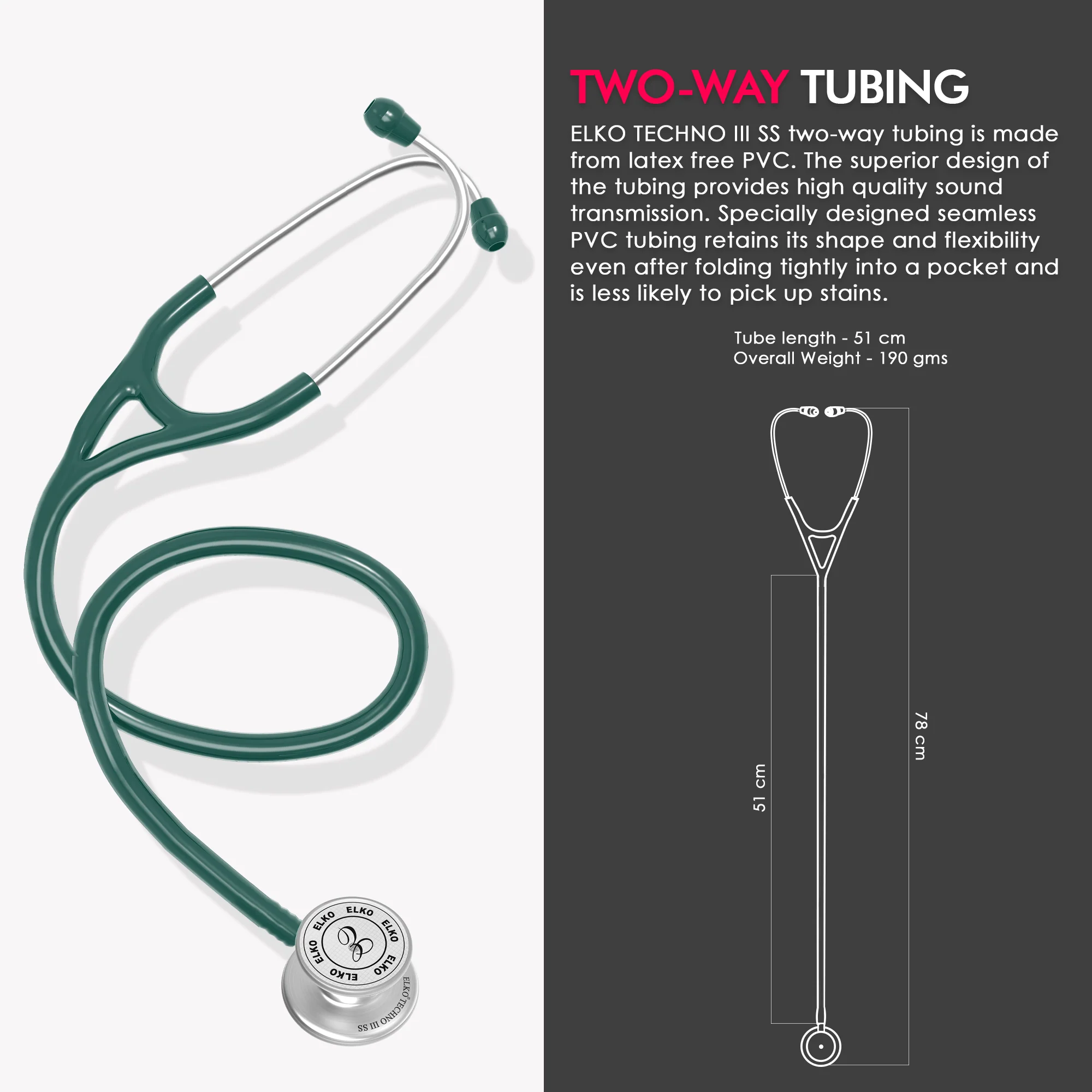 ELKO TECHNO III SS Stainless Steel Stethoscope - Image 24