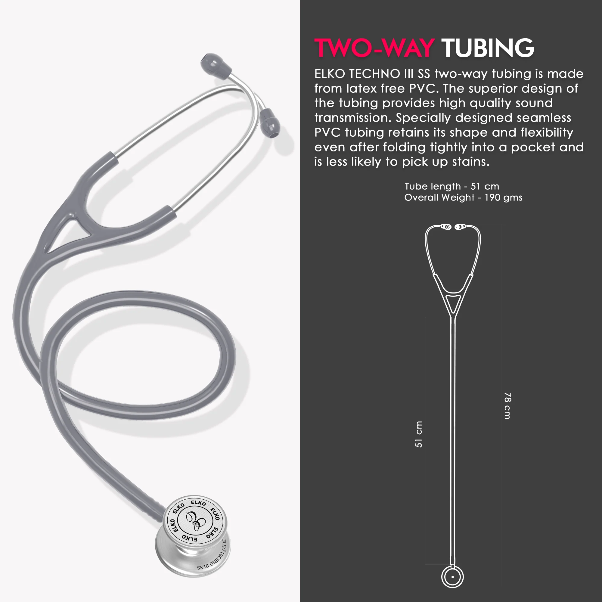 ELKO TECHNO III SS Stainless Steel Stethoscope - Image 30