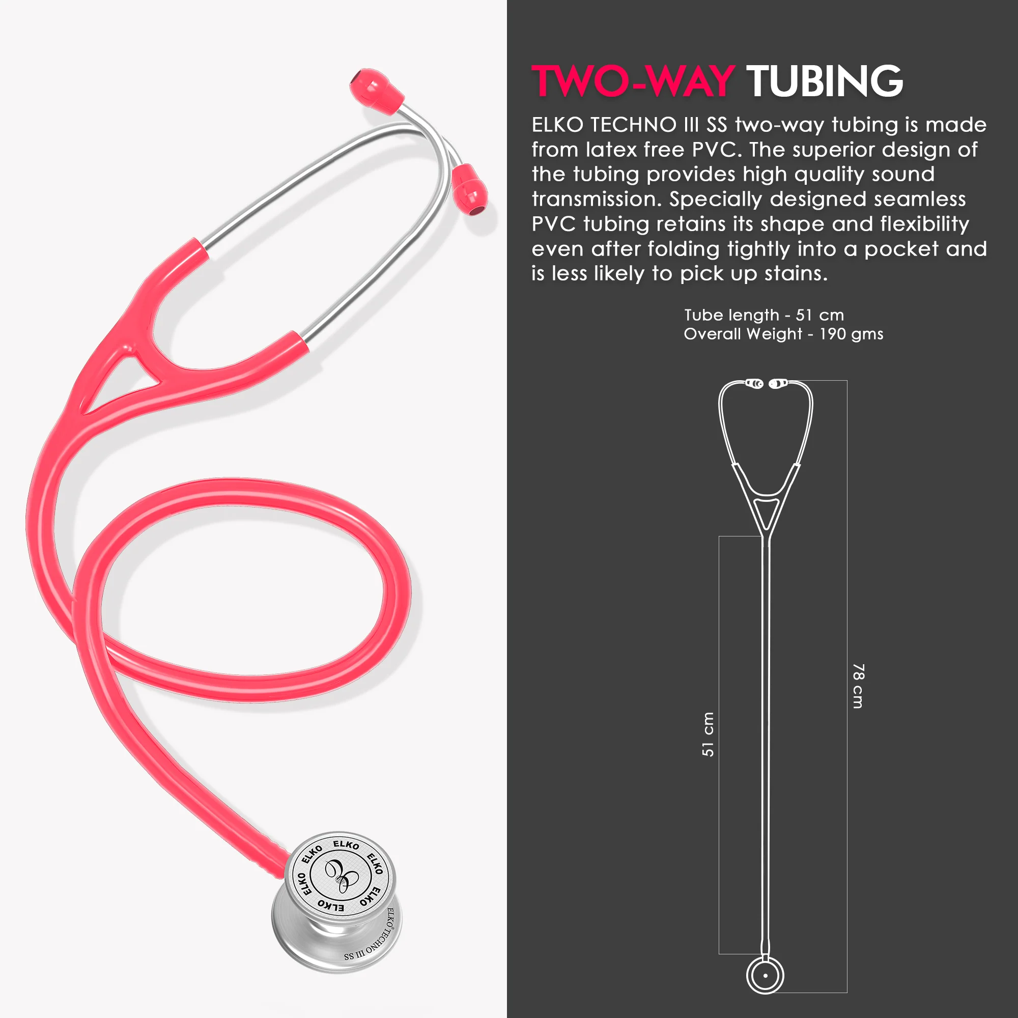 ELKO TECHNO III SS Stainless Steel Stethoscope - Image 36