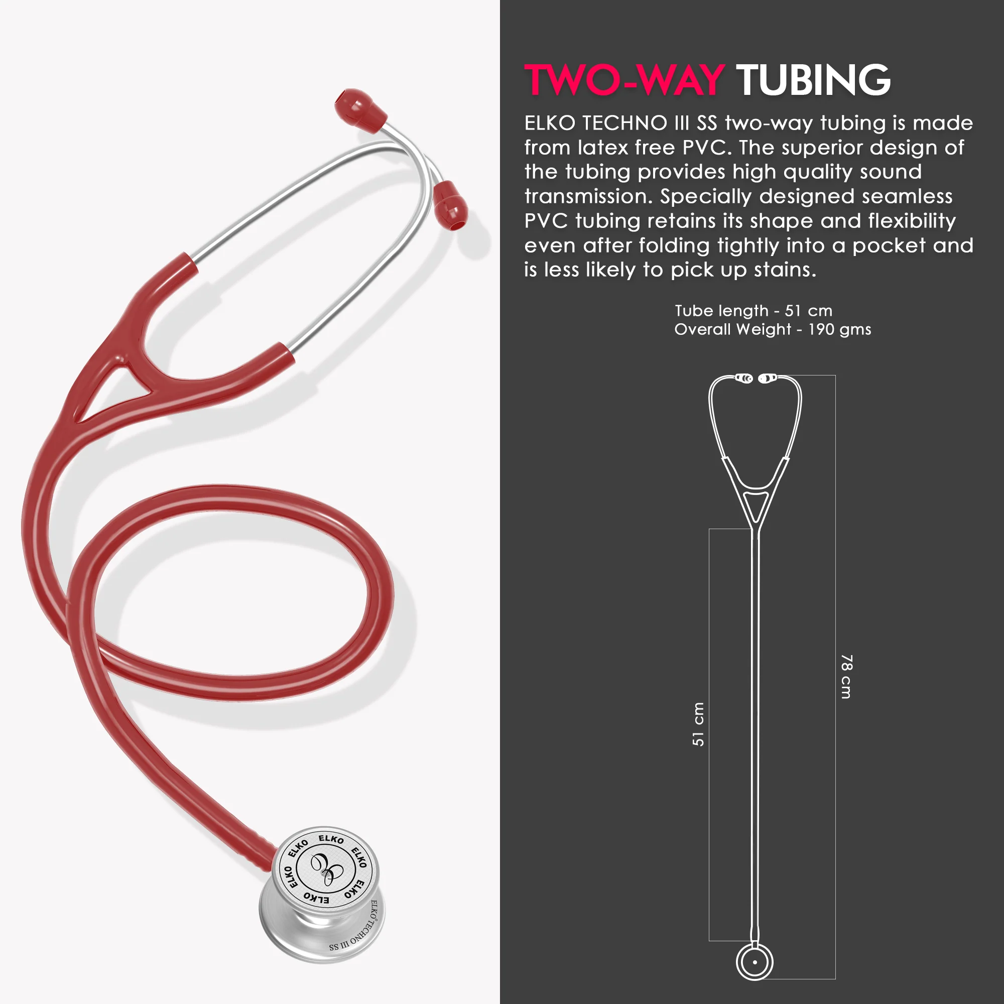 ELKO TECHNO III SS Stainless Steel Stethoscope - Image 42