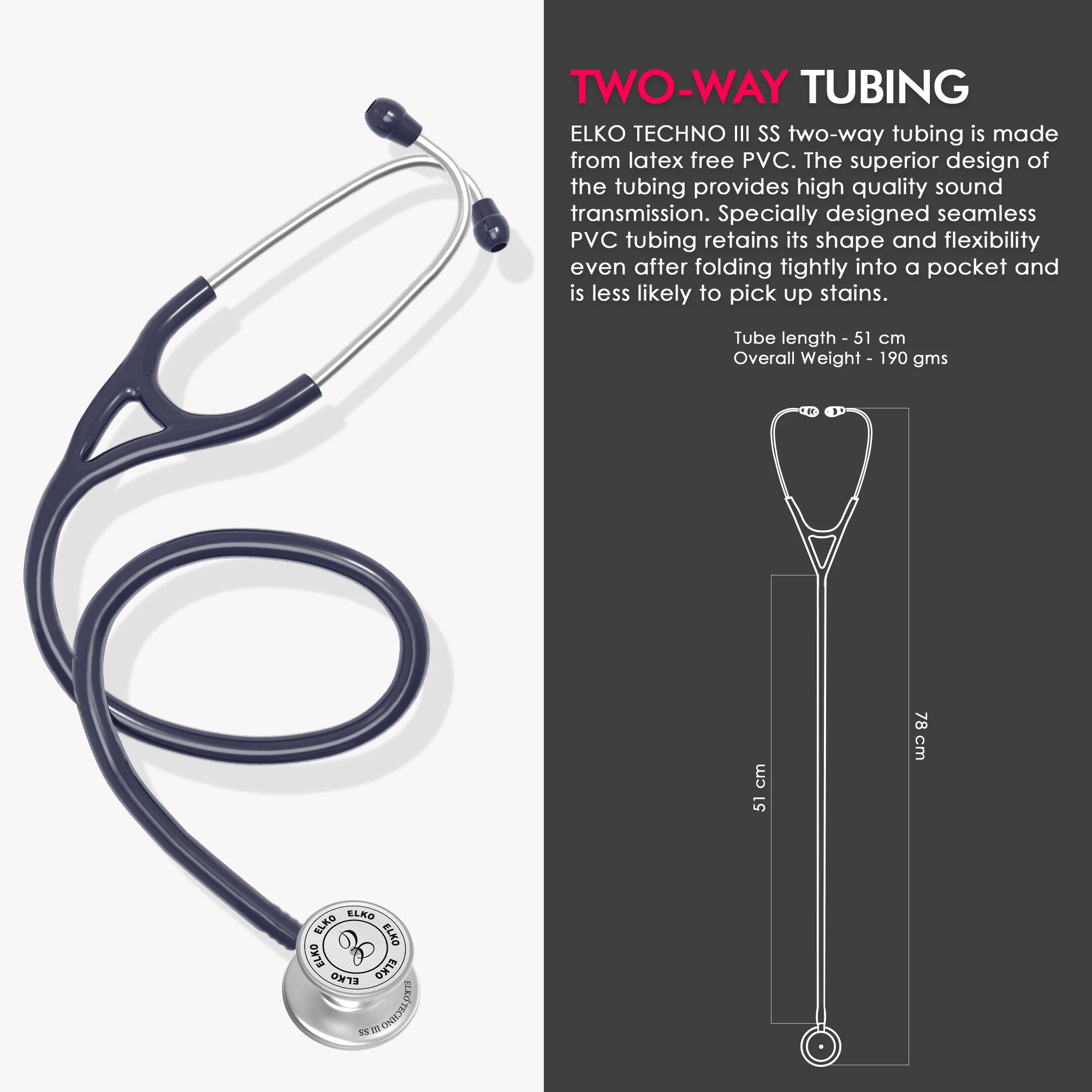 ELKO TECHNO III SS Stainless Steel Stethoscope - Image 6