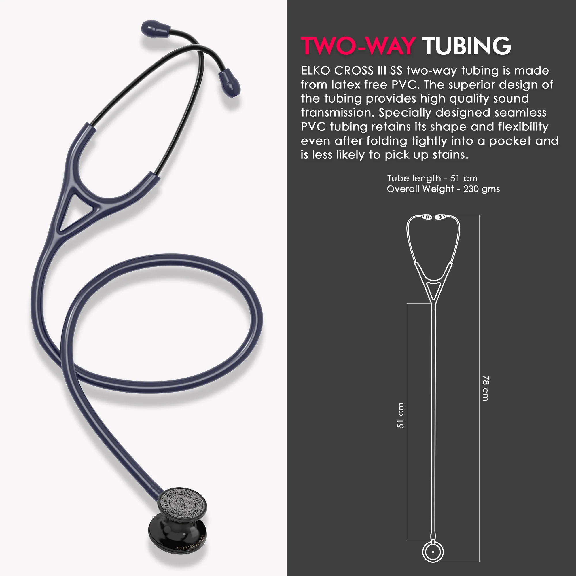 ELKO CROSS III SS Stainless Steel Stethoscope - Black Edition - Image 15