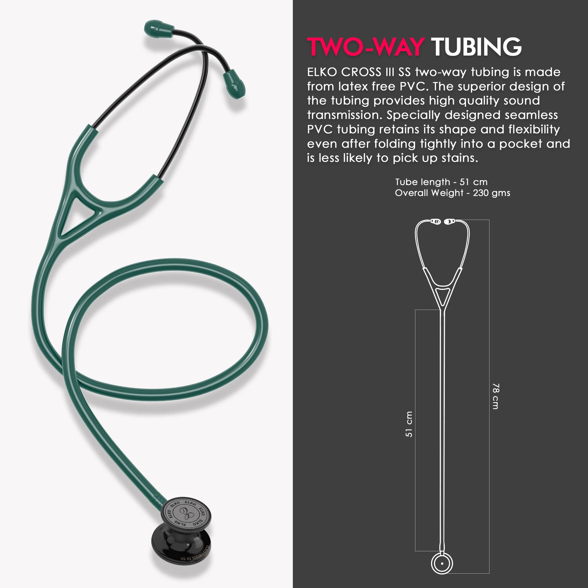 ELKO CROSS III SS Stainless Steel Stethoscope - Black Edition - Image 28