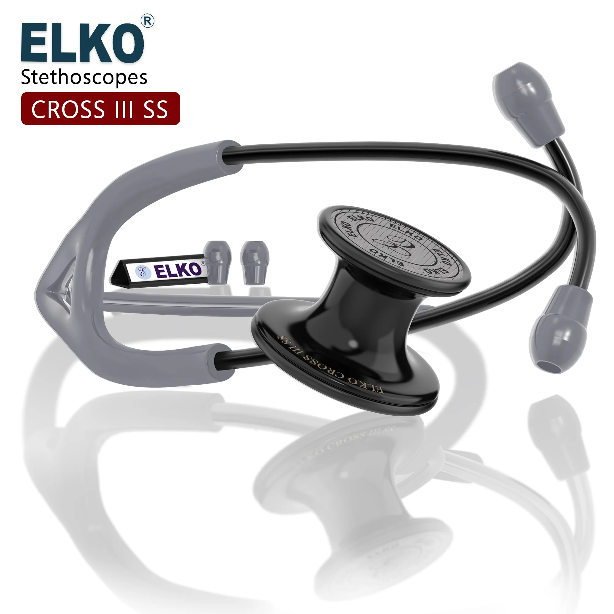 ELKO CROSS III SS Stainless Steel Stethoscope - Black Edition - Image 35