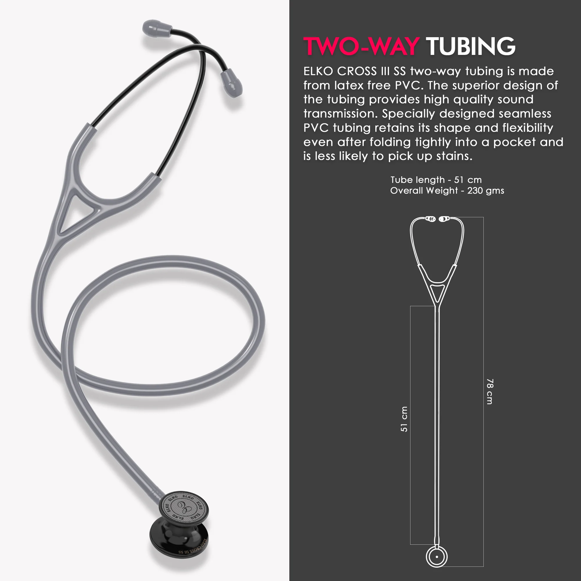 ELKO CROSS III SS Stainless Steel Stethoscope - Black Edition - Image 39