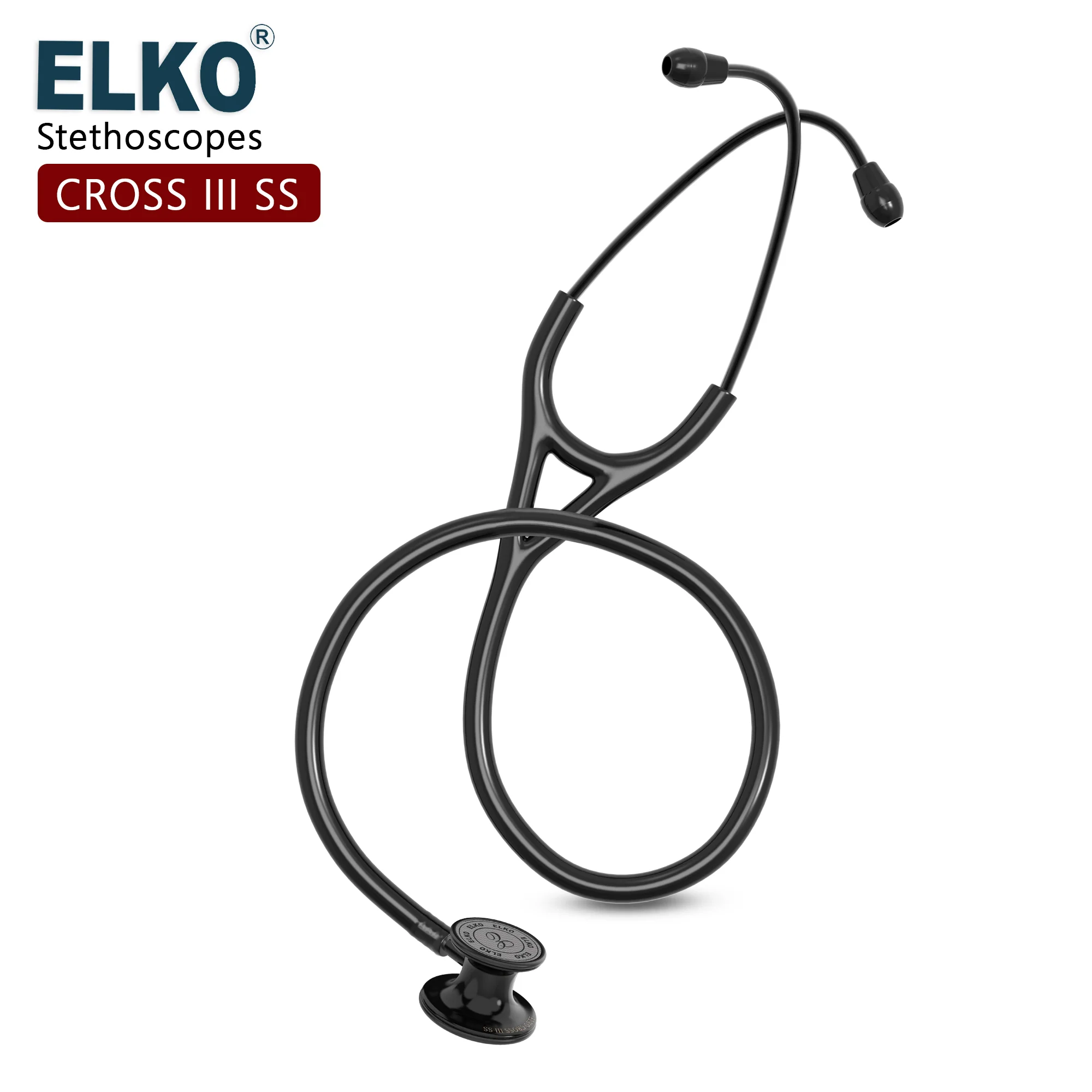 ELKO CROSS III SS Stainless Steel Stethoscope - Black Edition - Image 4