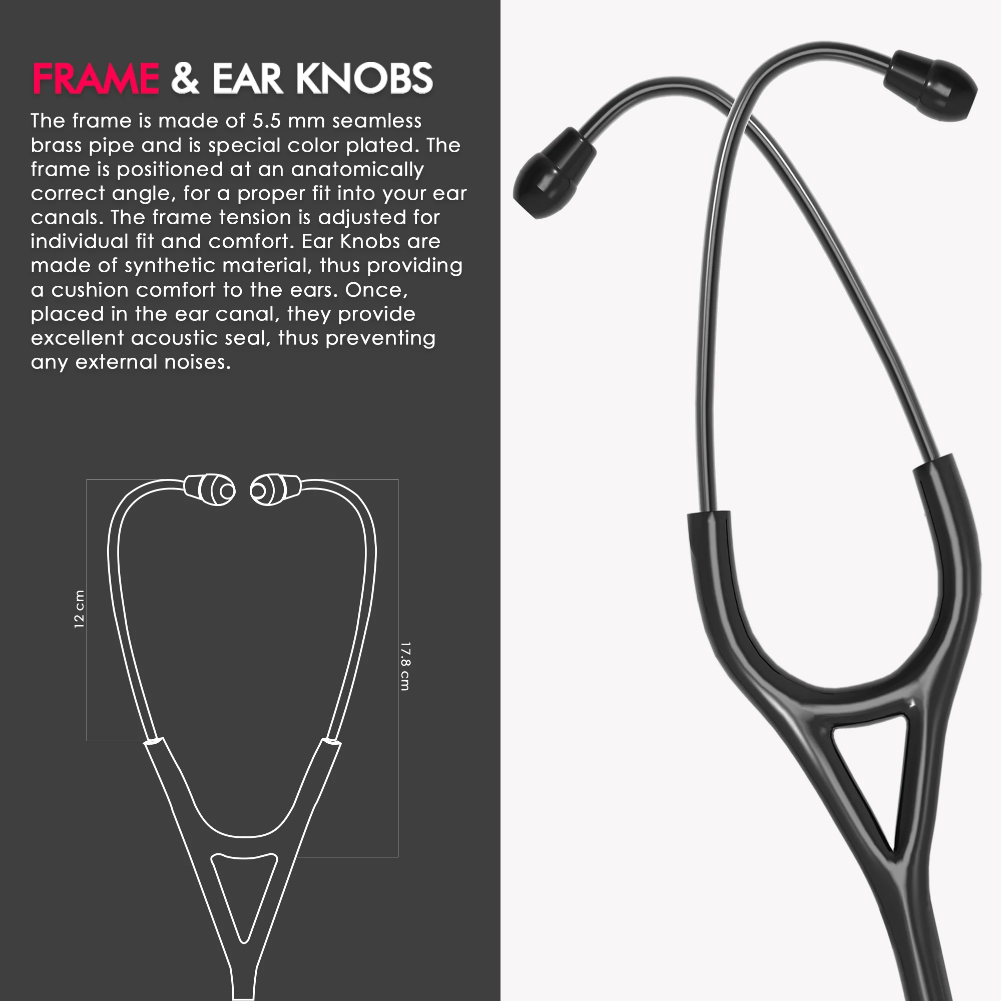 ELKO CROSS III SS Stainless Steel Stethoscope - Black Edition - Image 5