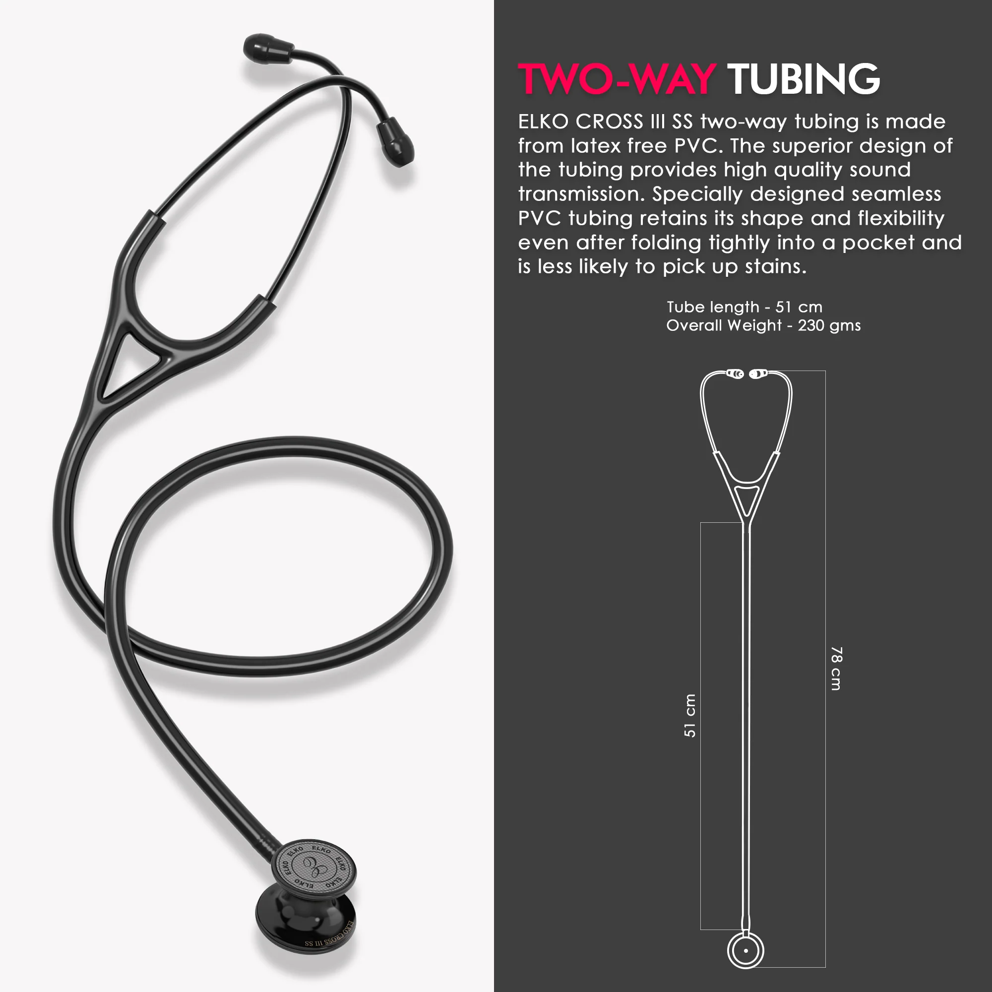 ELKO CROSS III SS Stainless Steel Stethoscope - Black Edition - Image 7