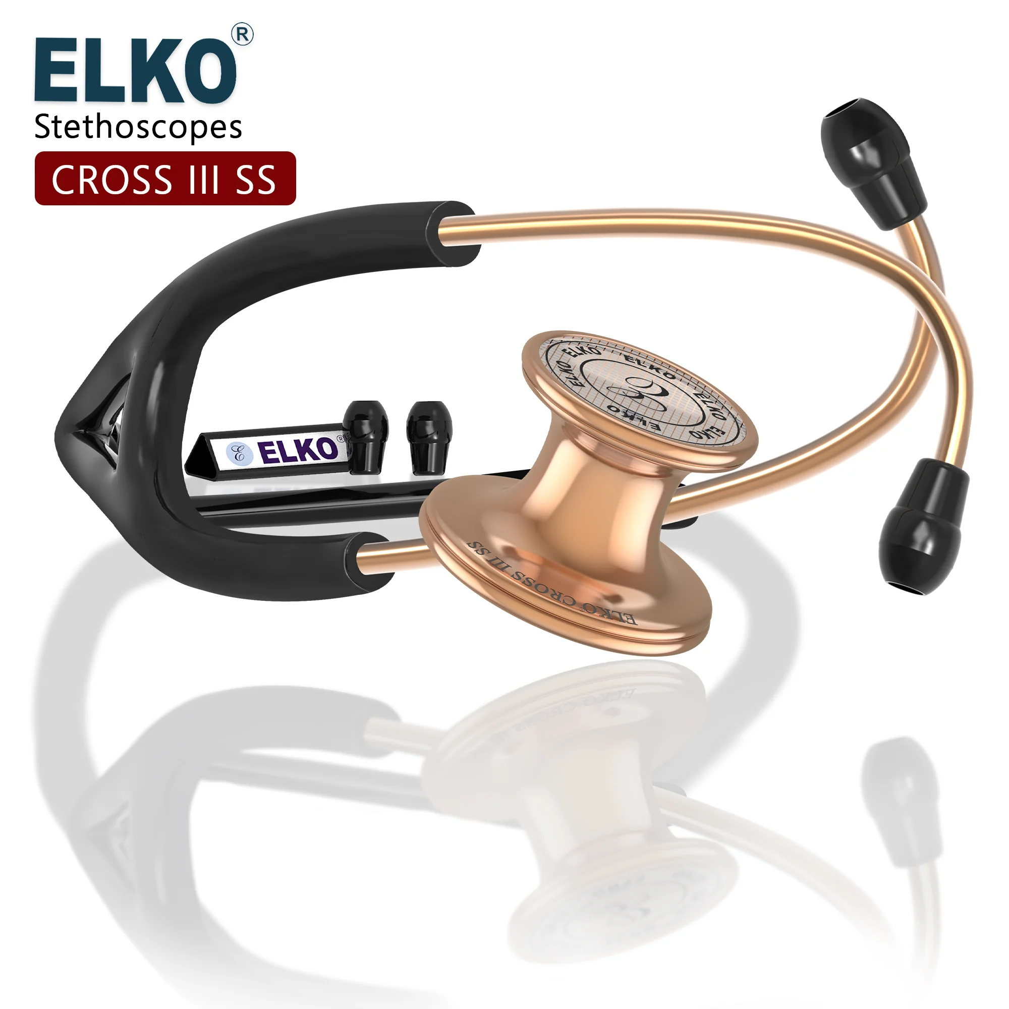 ELKO CROSS III SS Stainless Steel Stethoscope - Rose Gold - Image 11