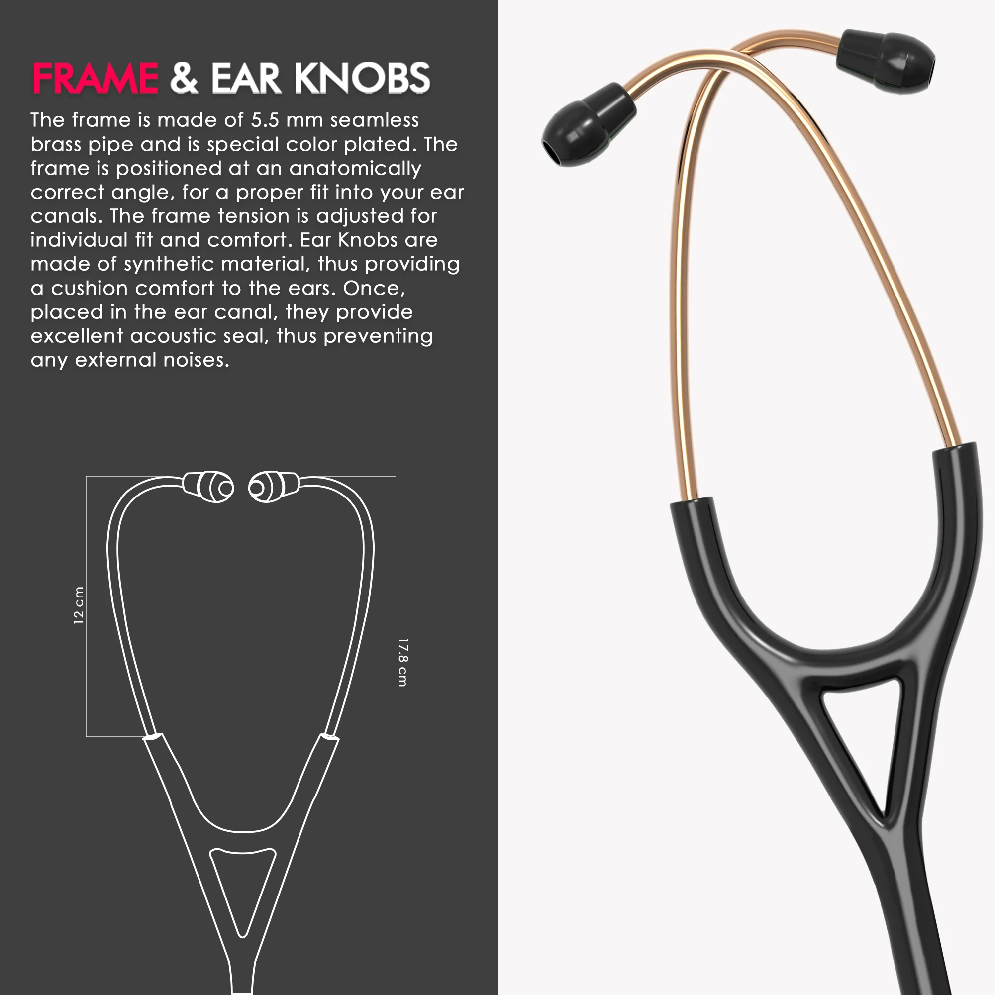 ELKO CROSS III SS Stainless Steel Stethoscope - Rose Gold - Image 13
