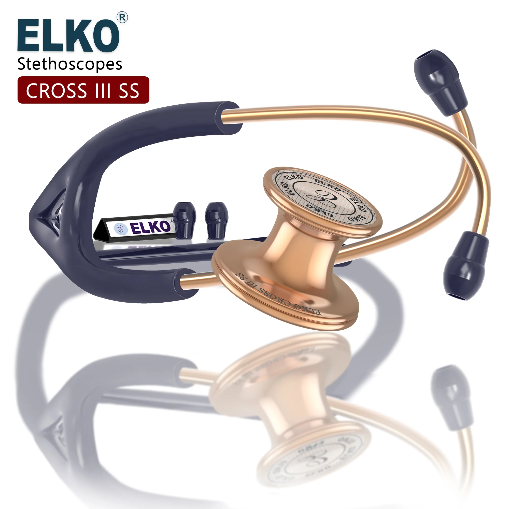 ELKO CROSS III SS Stainless Steel Stethoscope - Rose Gold - Image 19