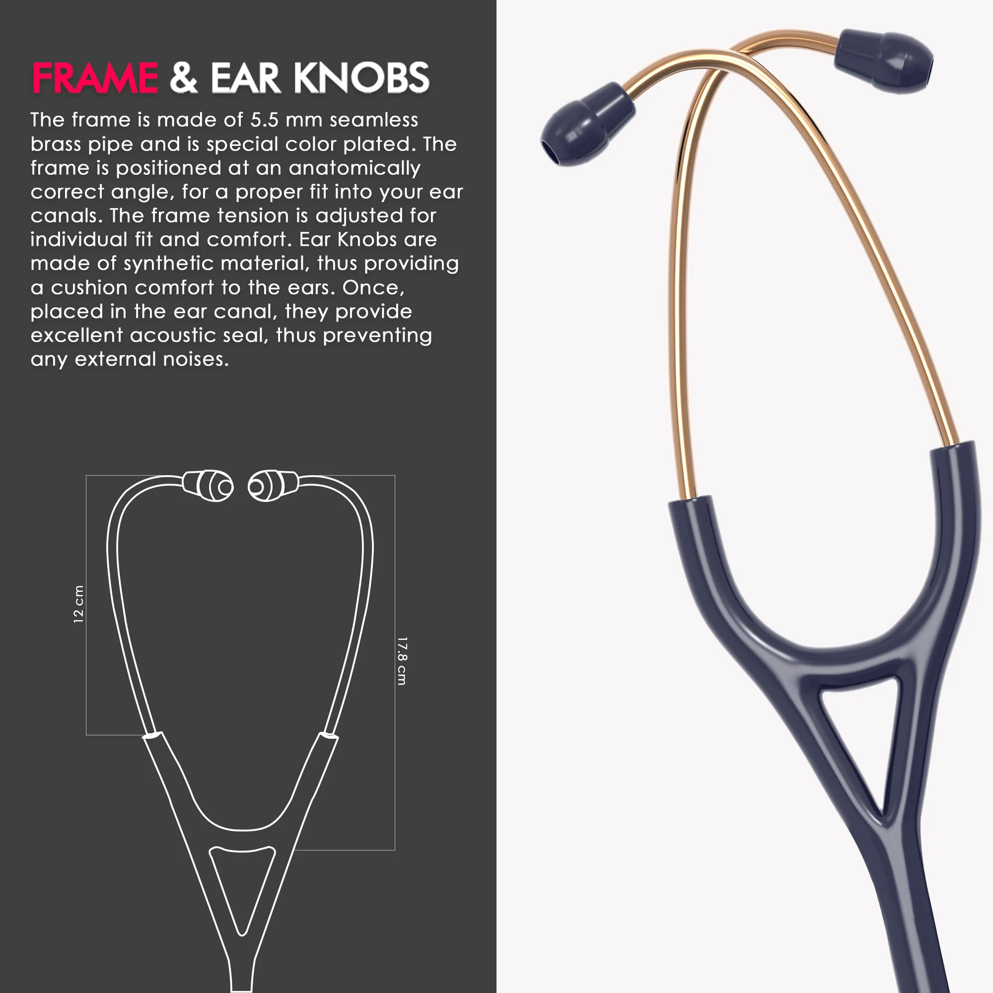 ELKO CROSS III SS Stainless Steel Stethoscope - Rose Gold - Image 21