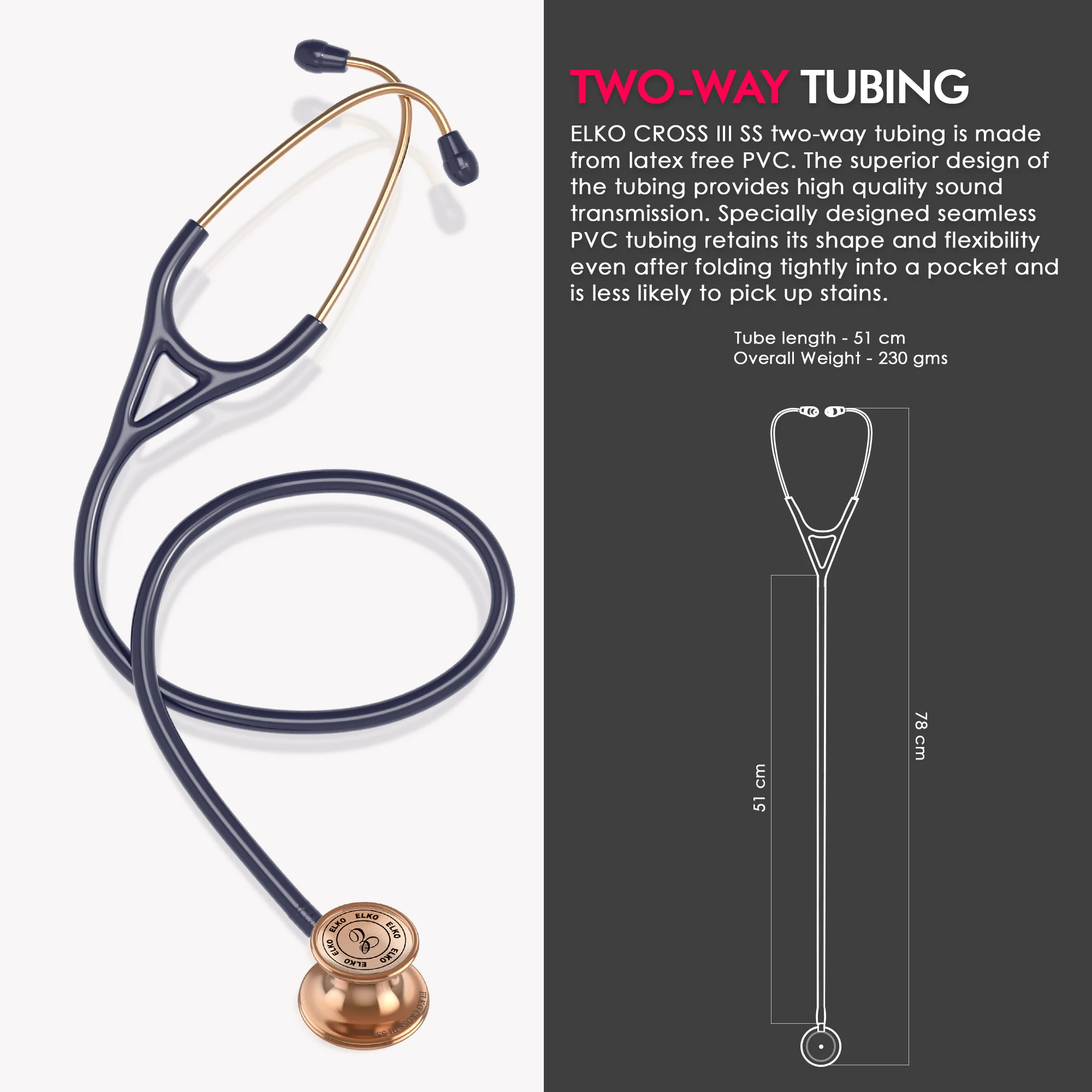 ELKO CROSS III SS Stainless Steel Stethoscope - Rose Gold - Image 23