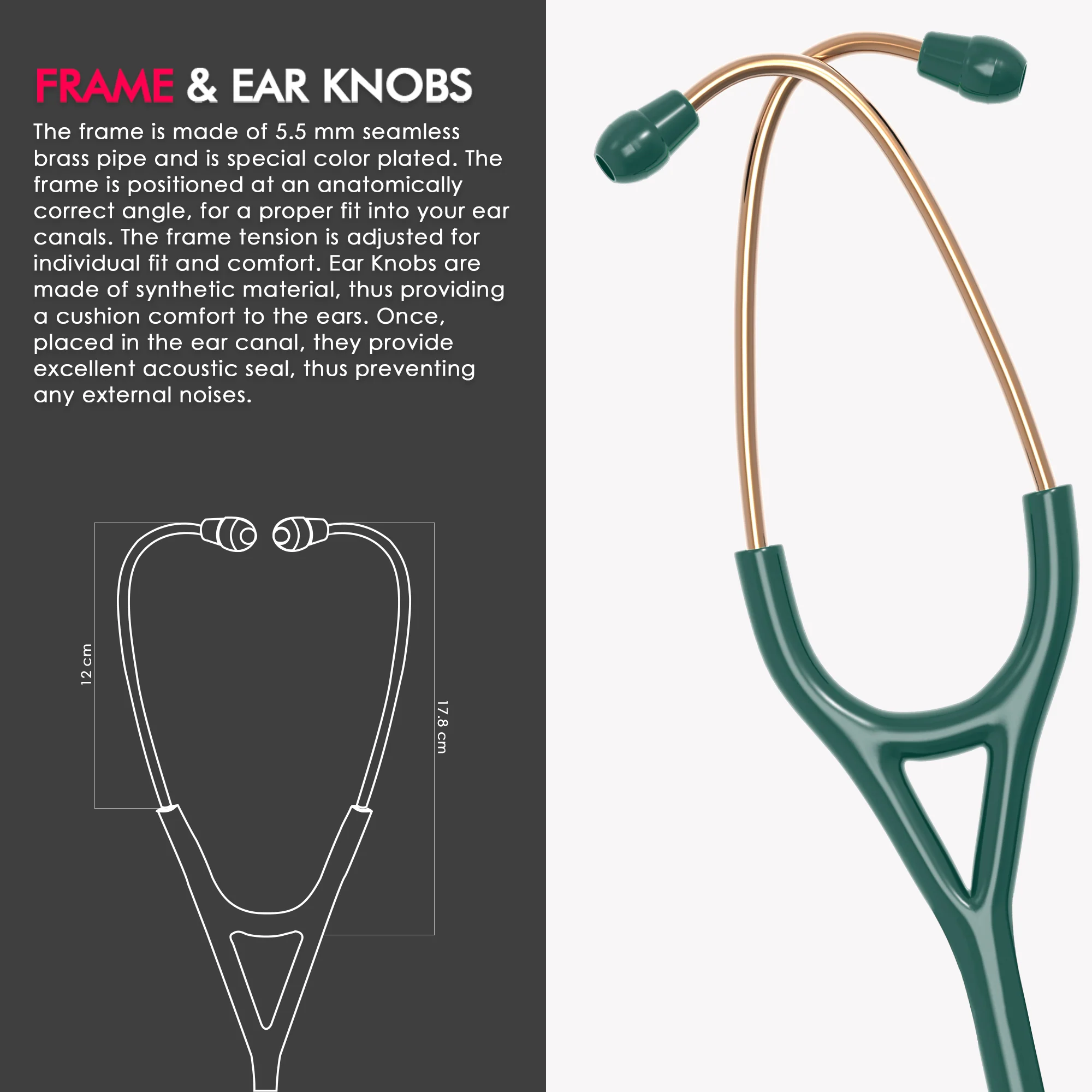 ELKO CROSS III SS Stainless Steel Stethoscope - Rose Gold - Image 29