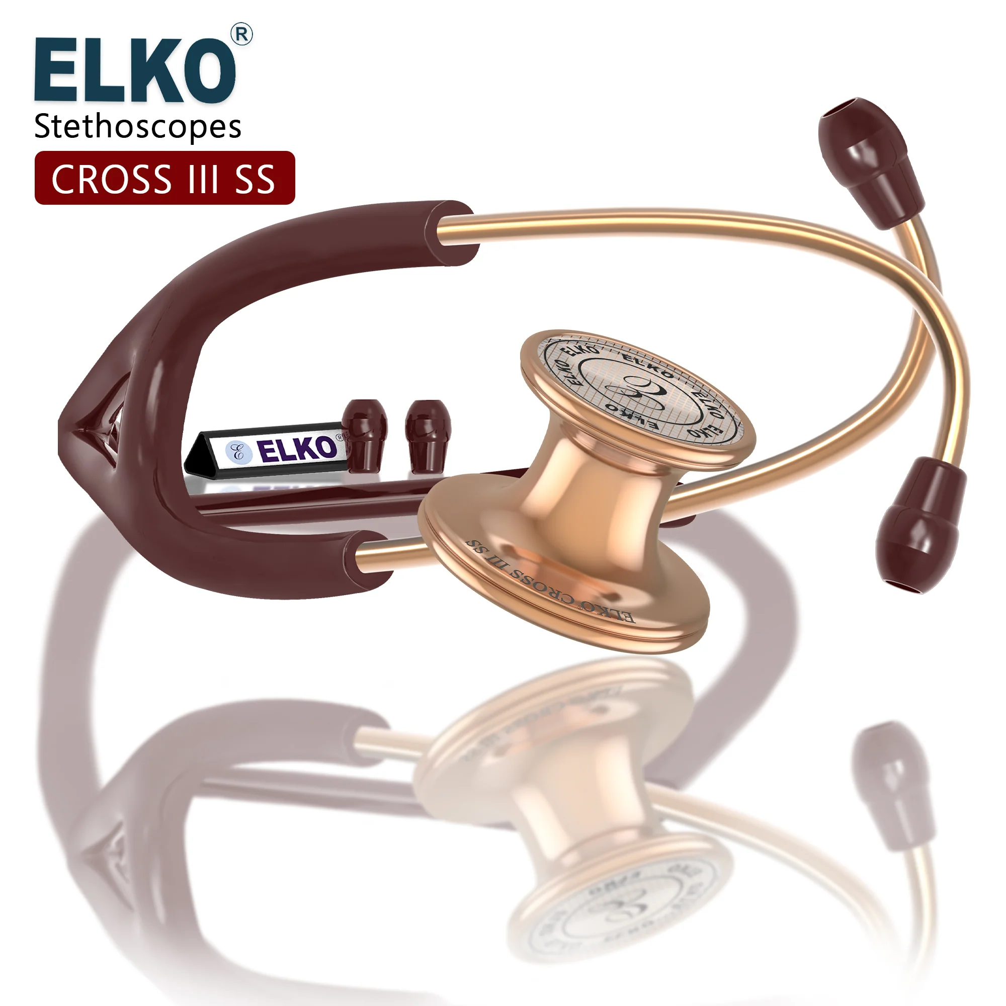 ELKO CROSS III SS Stainless Steel Stethoscope - Rose Gold - Image 3
