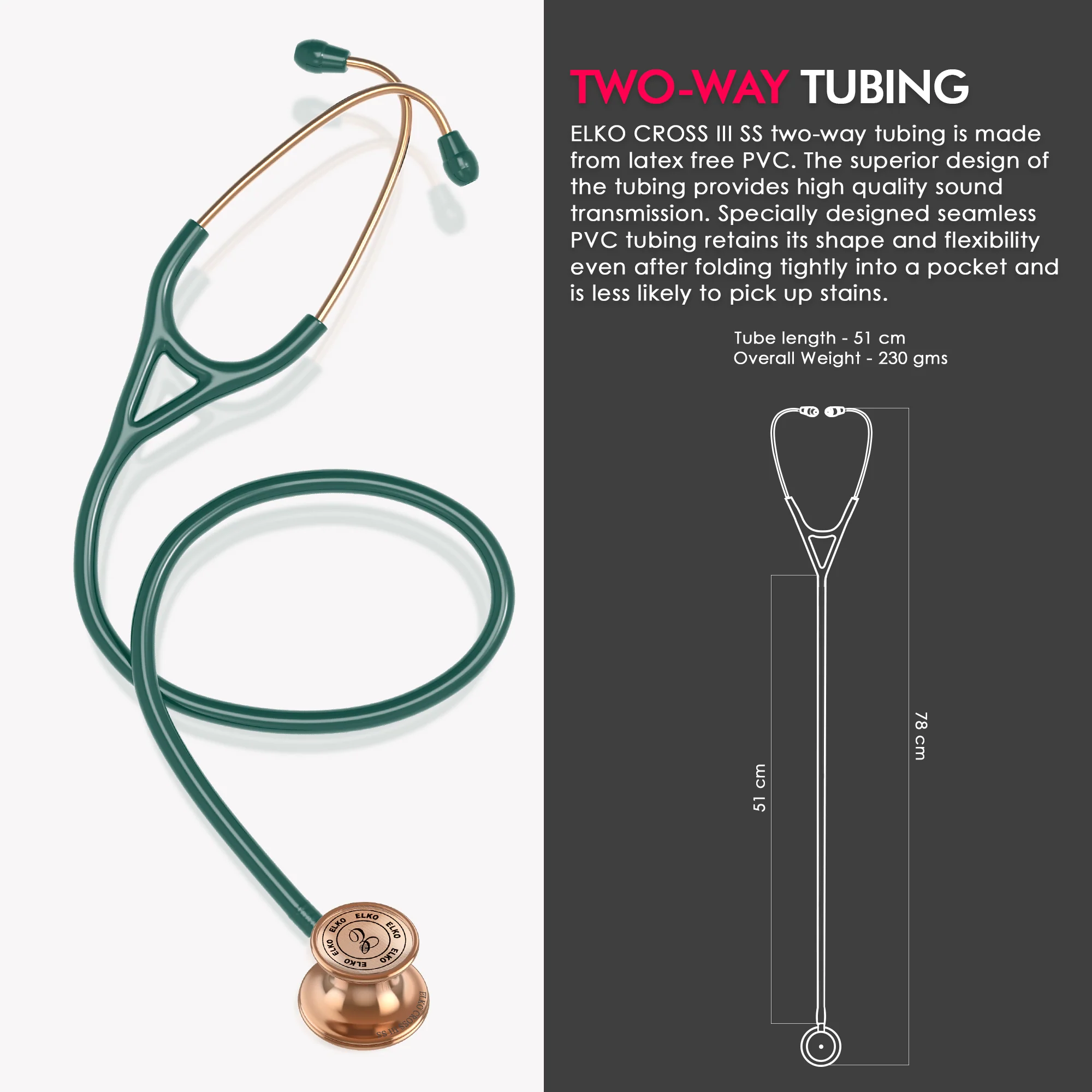 ELKO CROSS III SS Stainless Steel Stethoscope - Rose Gold - Image 32