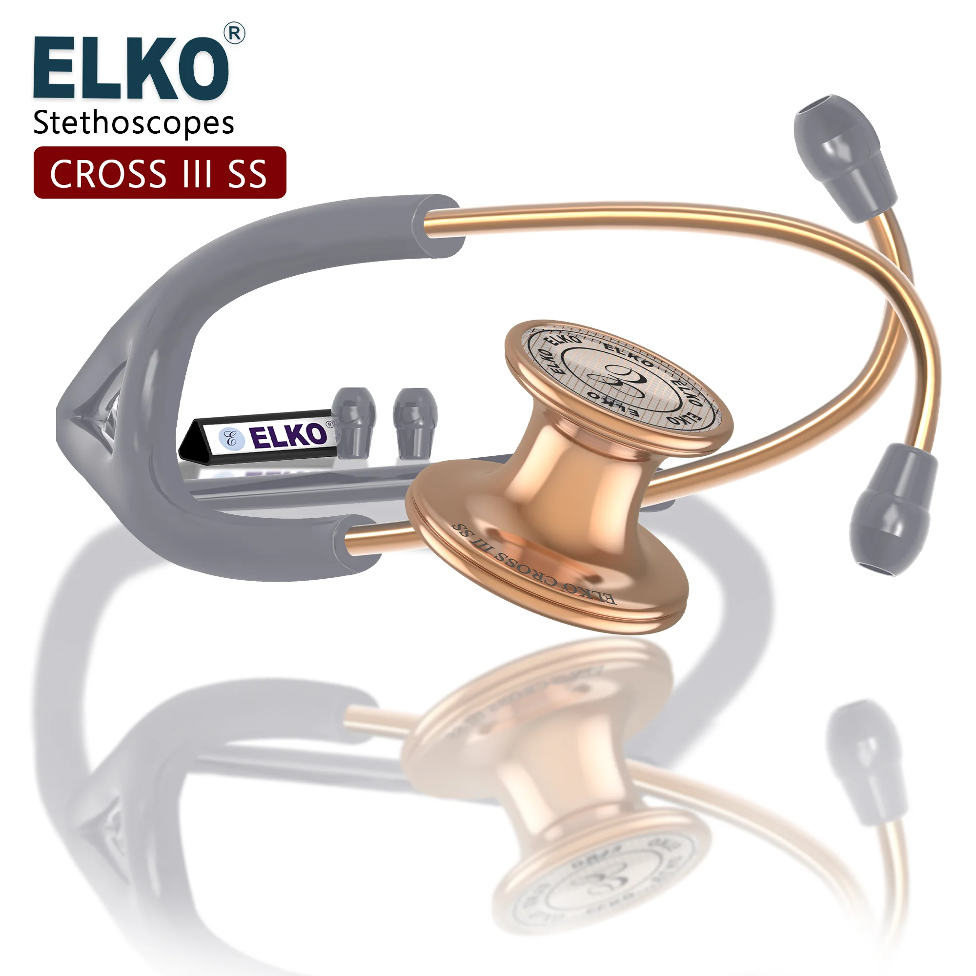 ELKO CROSS III SS Stainless Steel Stethoscope - Rose Gold - Image 35