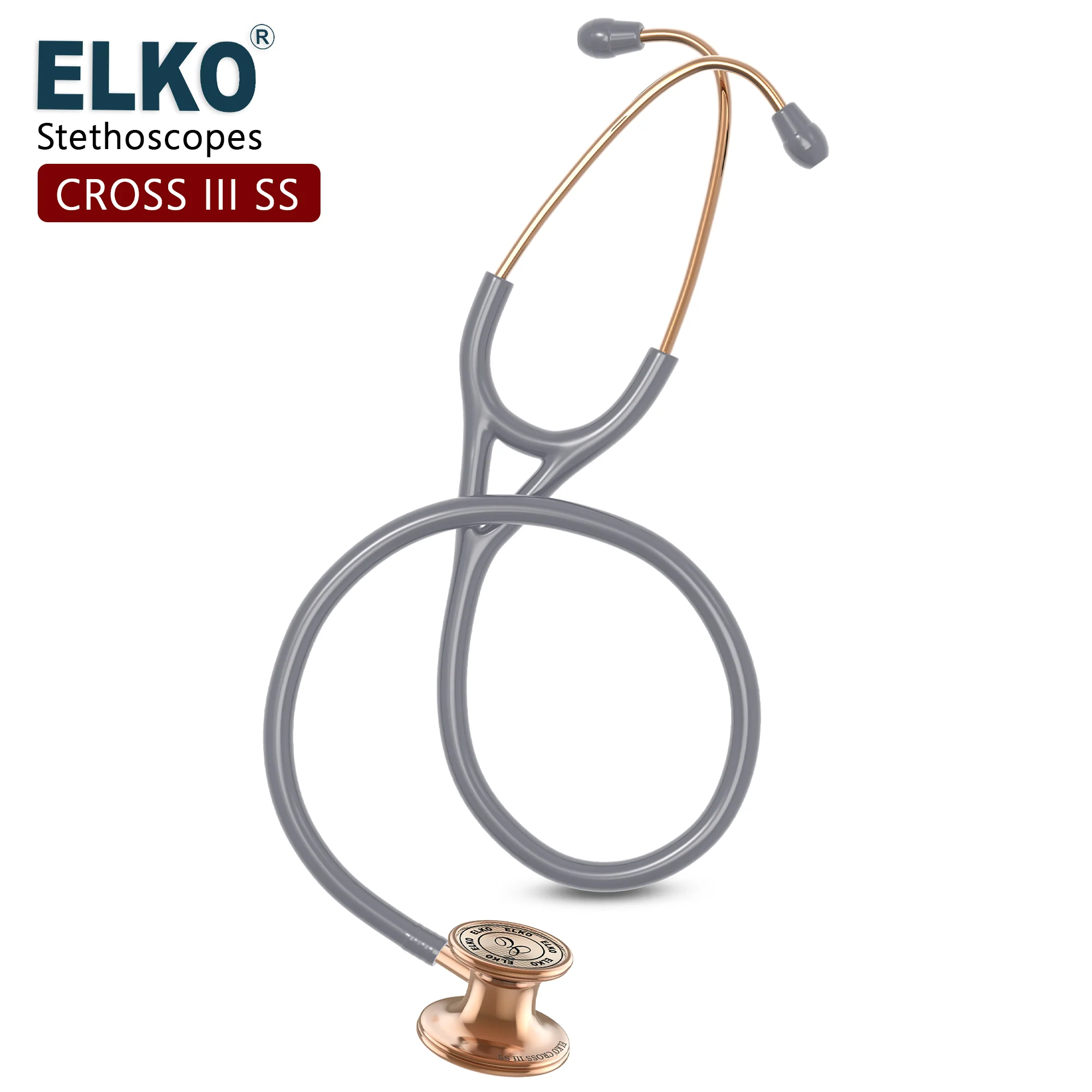 ELKO CROSS III SS Stainless Steel Stethoscope - Rose Gold - Image 36