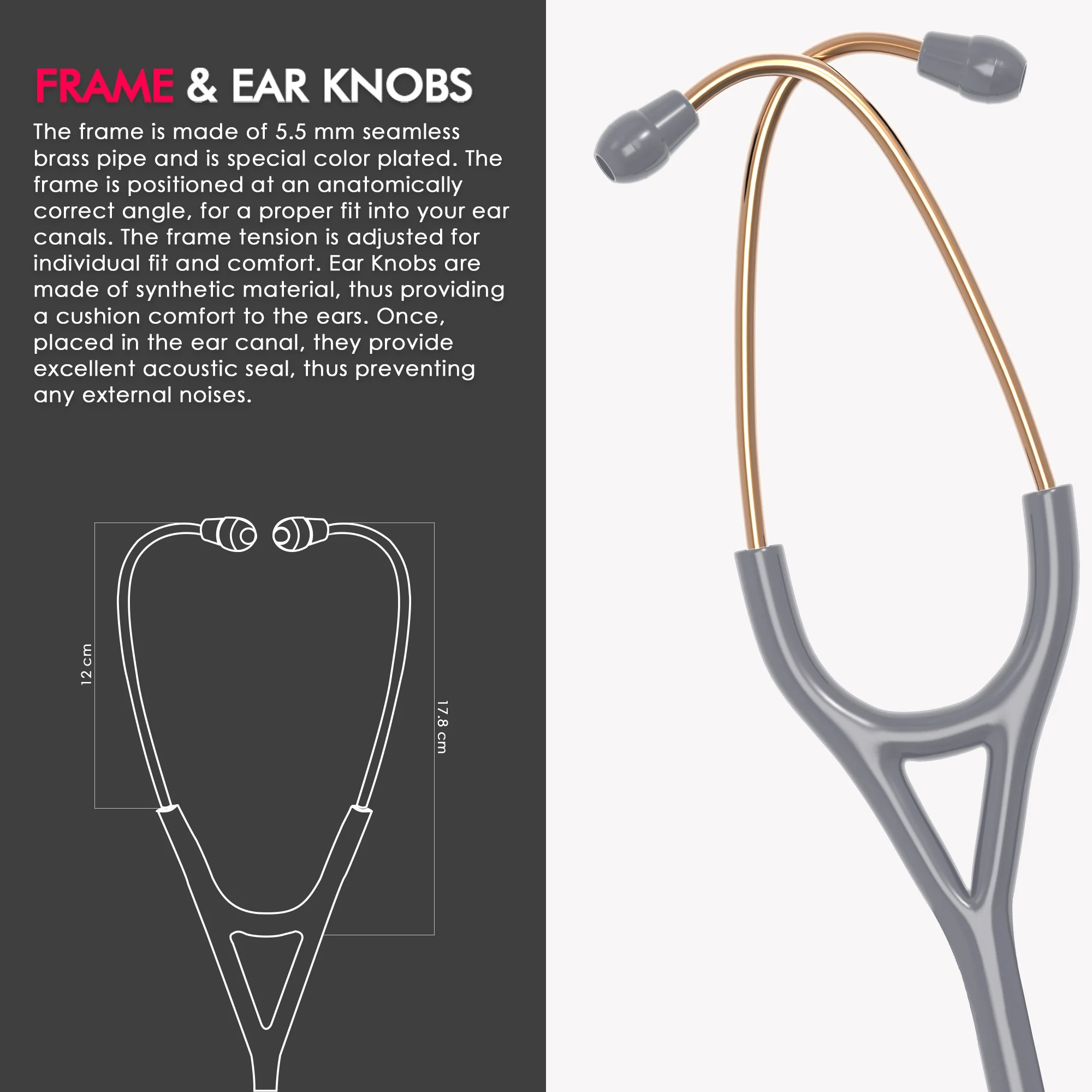 ELKO CROSS III SS Stainless Steel Stethoscope - Rose Gold - Image 37