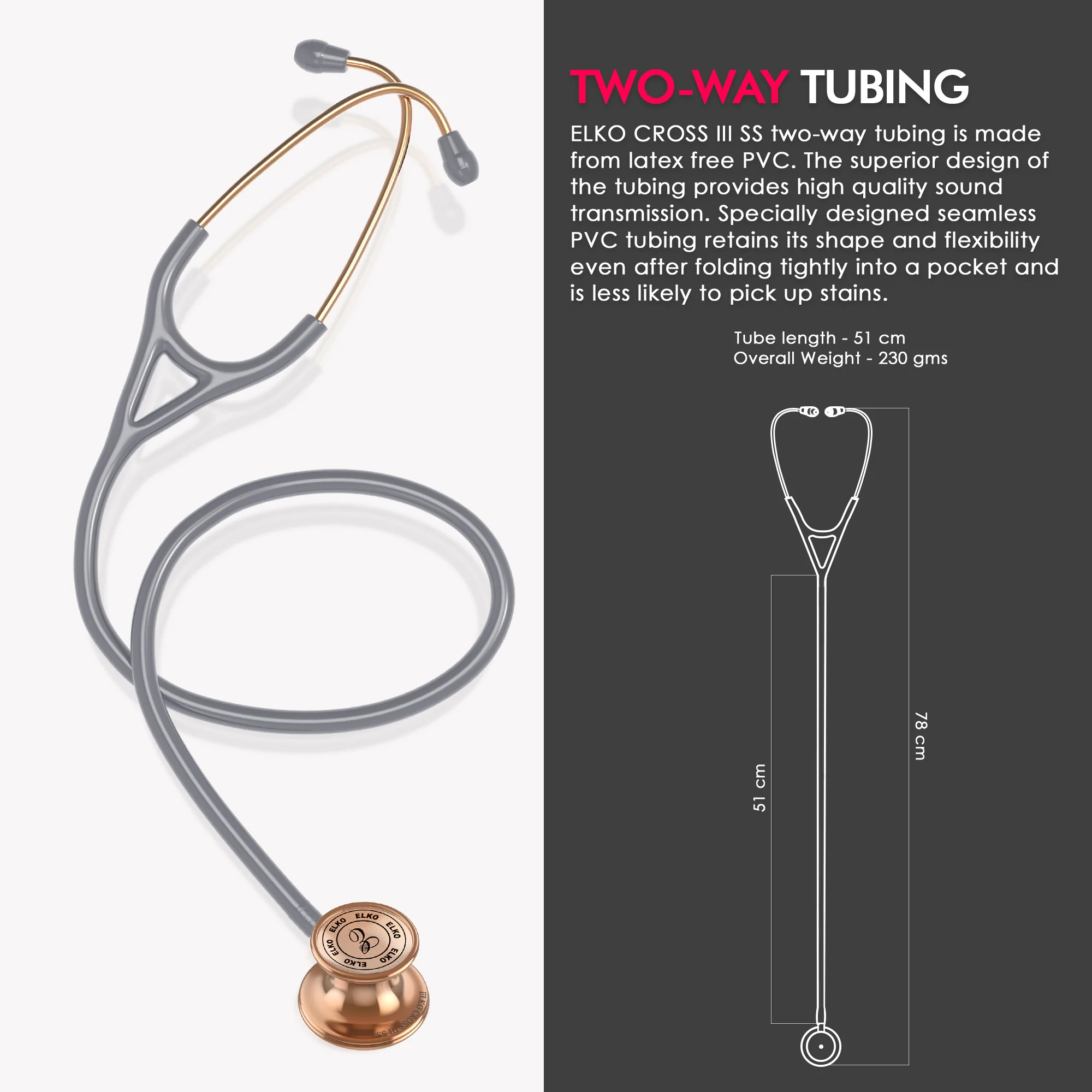 ELKO CROSS III SS Stainless Steel Stethoscope - Rose Gold - Image 40