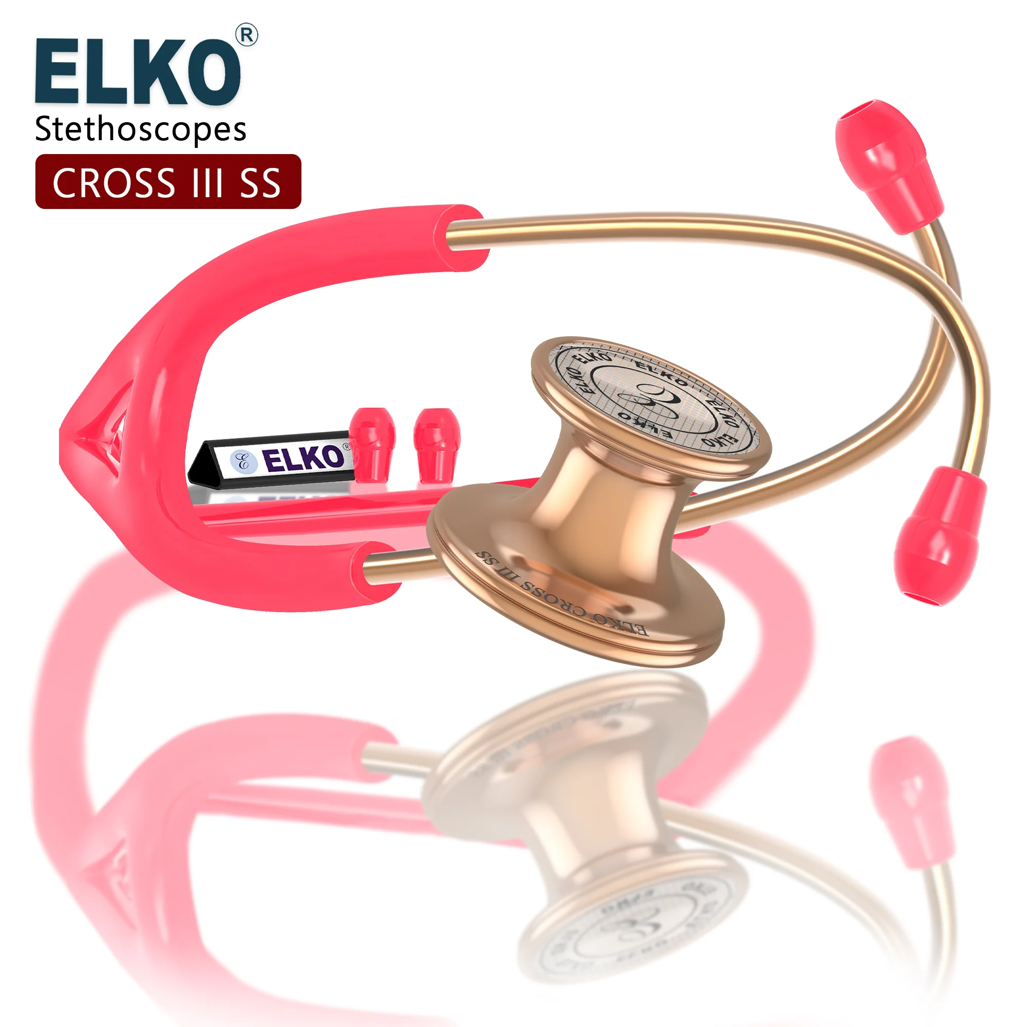 ELKO CROSS III SS Stainless Steel Stethoscope - Rose Gold - Image 43