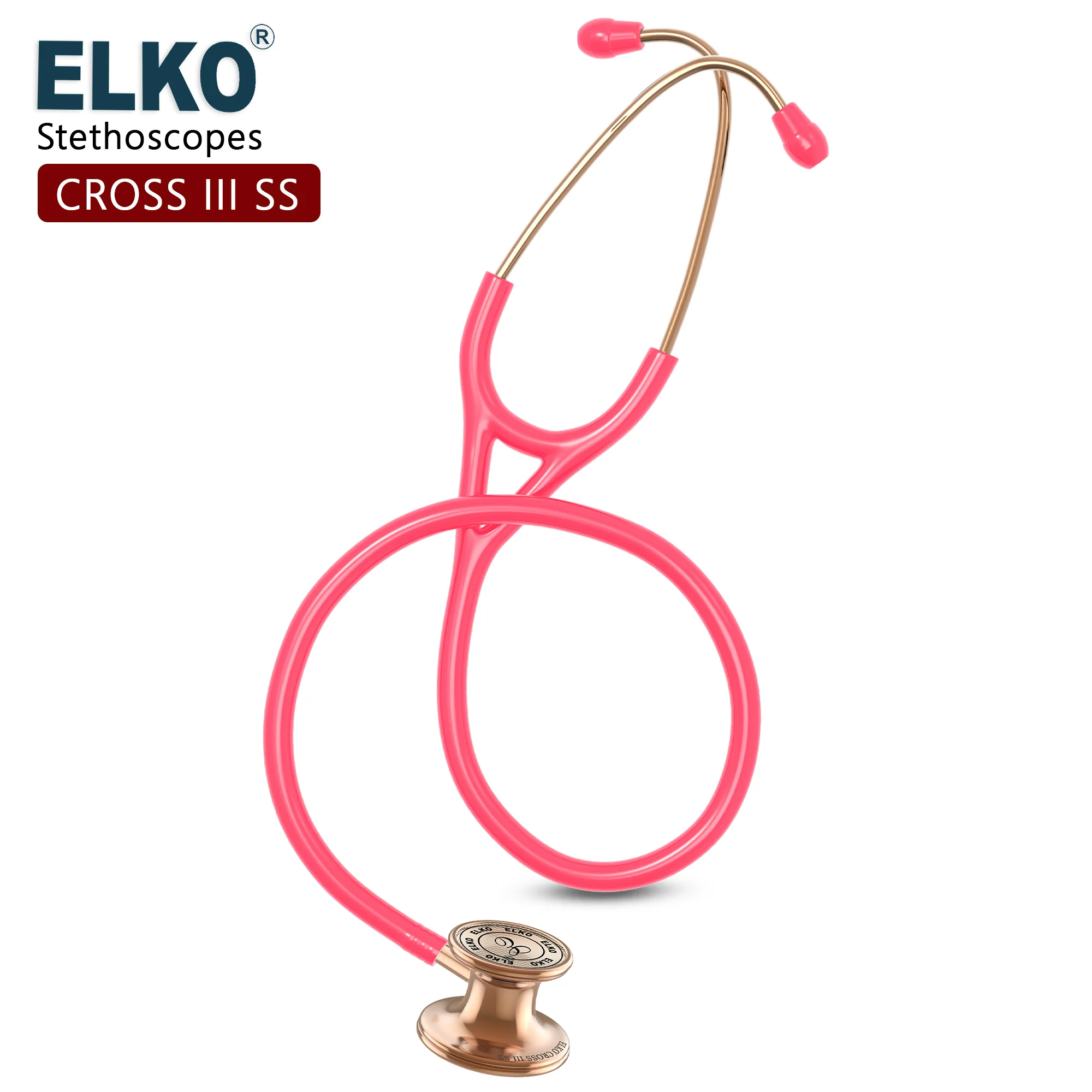 ELKO CROSS III SS Stainless Steel Stethoscope - Rose Gold - Image 44