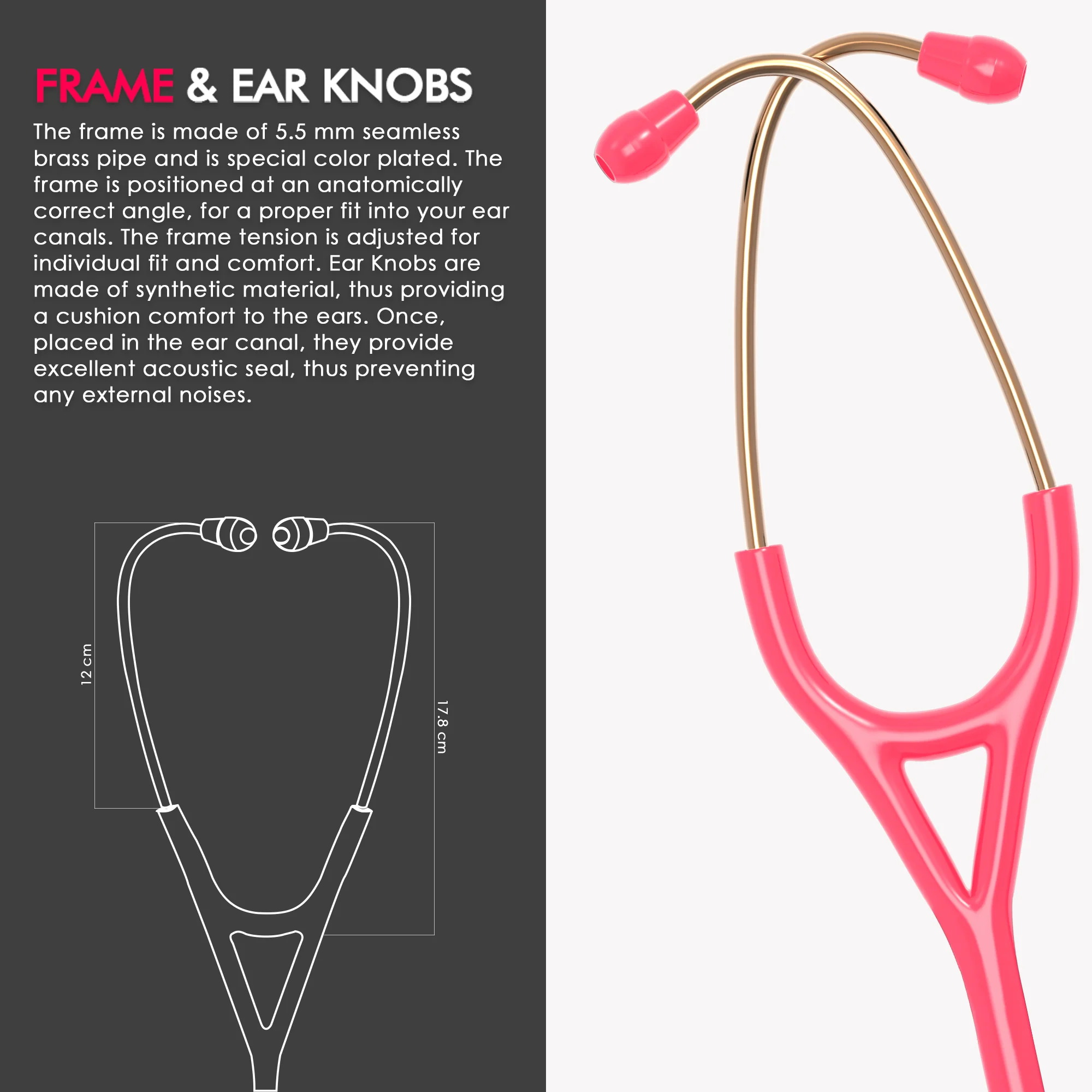 ELKO CROSS III SS Stainless Steel Stethoscope - Rose Gold - Image 46