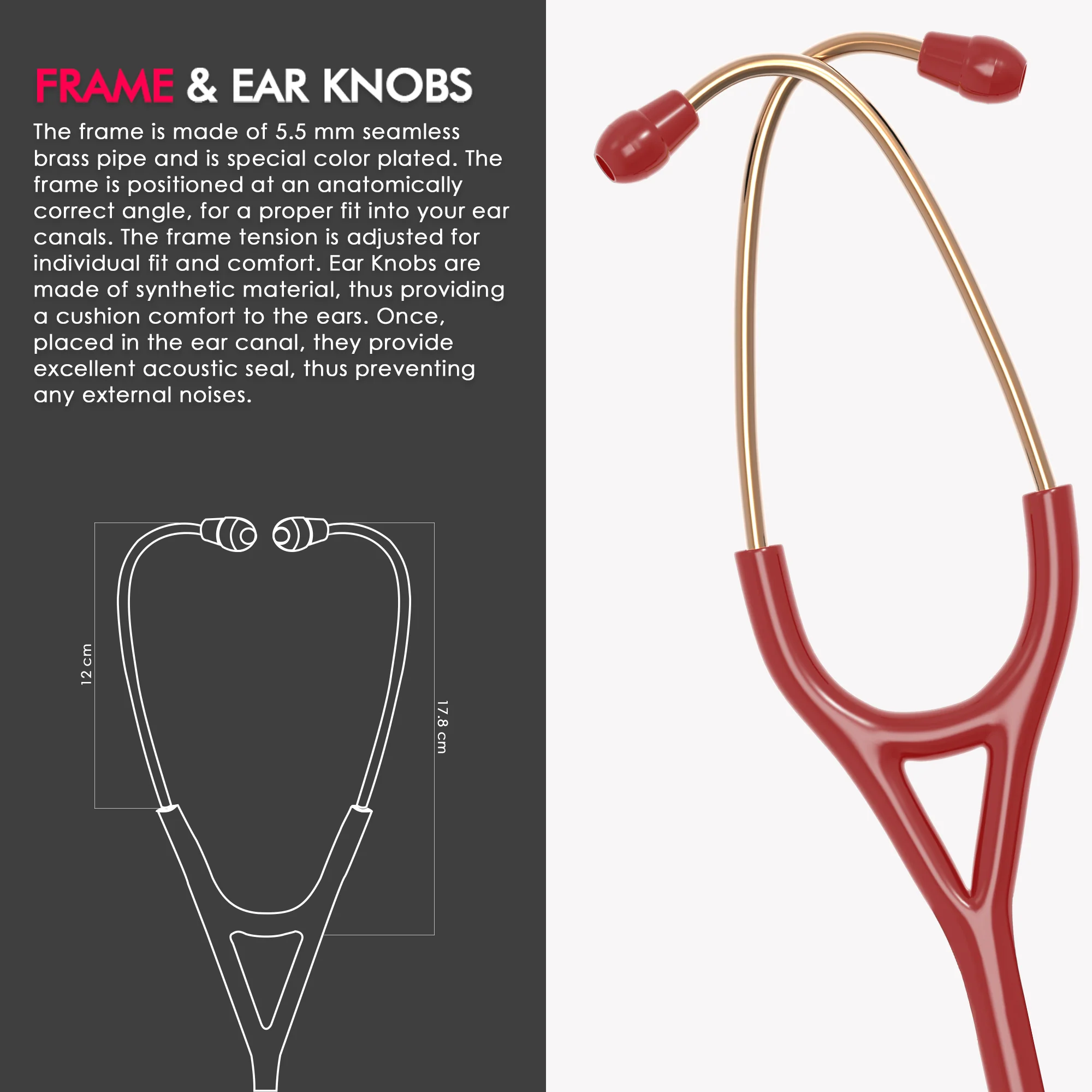 ELKO CROSS III SS Stainless Steel Stethoscope - Rose Gold - Image 54