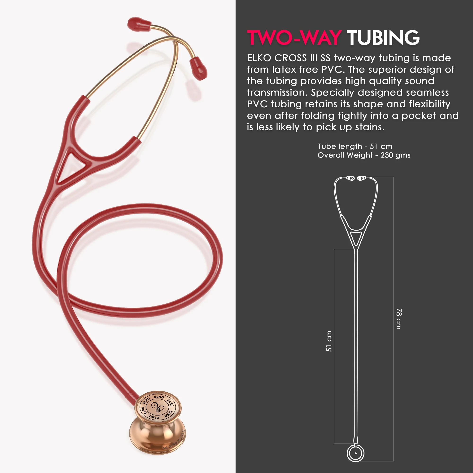 ELKO CROSS III SS Stainless Steel Stethoscope - Rose Gold - Image 56