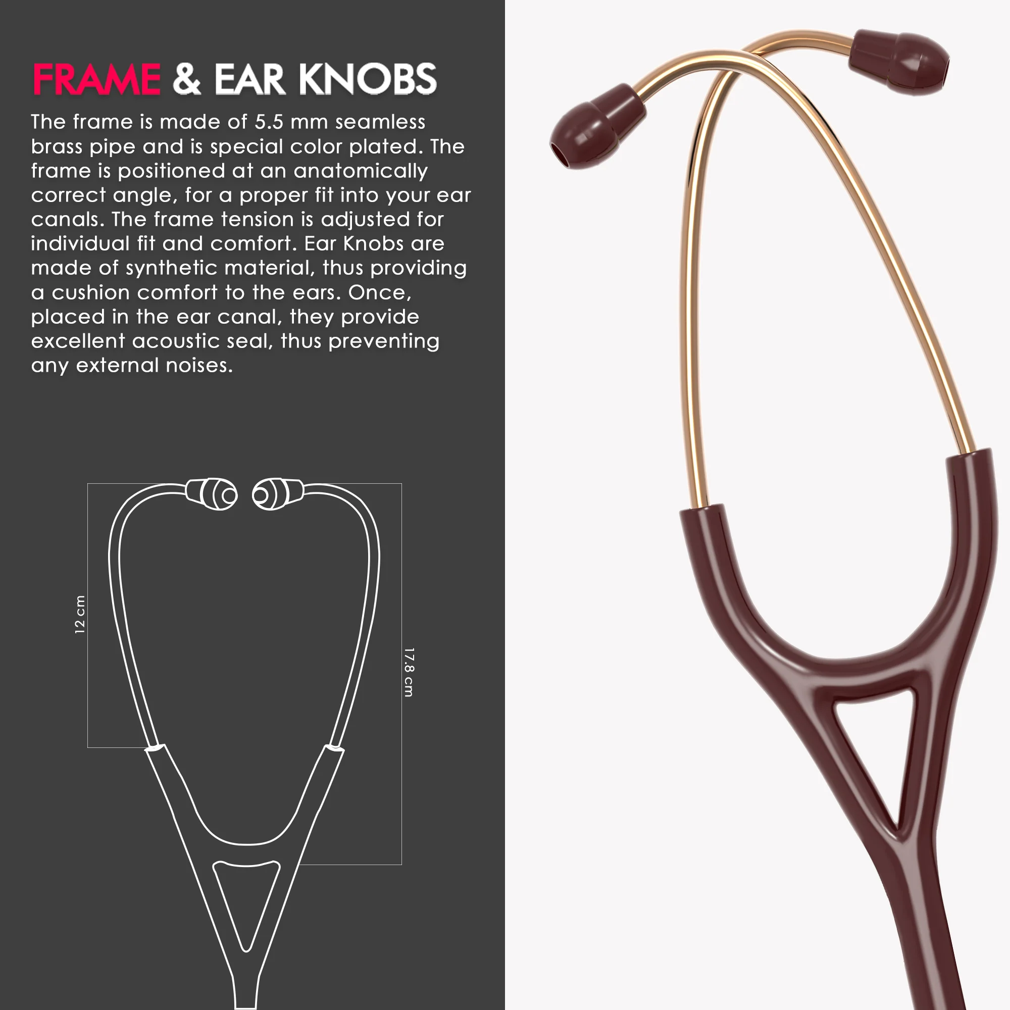 ELKO CROSS III SS Stainless Steel Stethoscope - Rose Gold - Image 6
