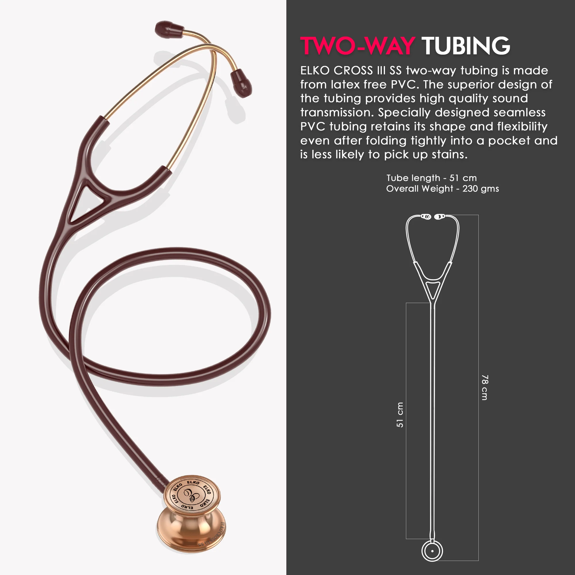 ELKO CROSS III SS Stainless Steel Stethoscope - Rose Gold - Image 8