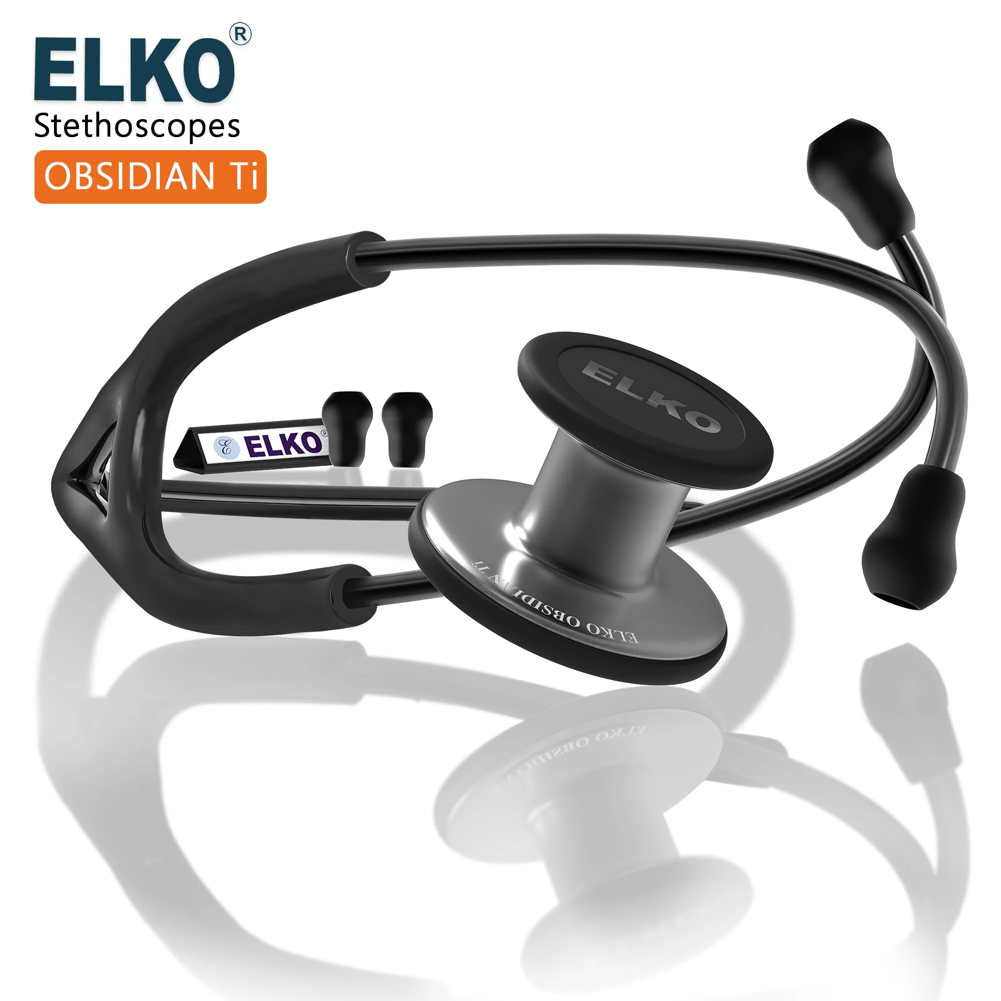 ELKO OBSIDIAN Series Titanium Stethoscope – Smoke Grey Edition / Black Tubing - Image 7