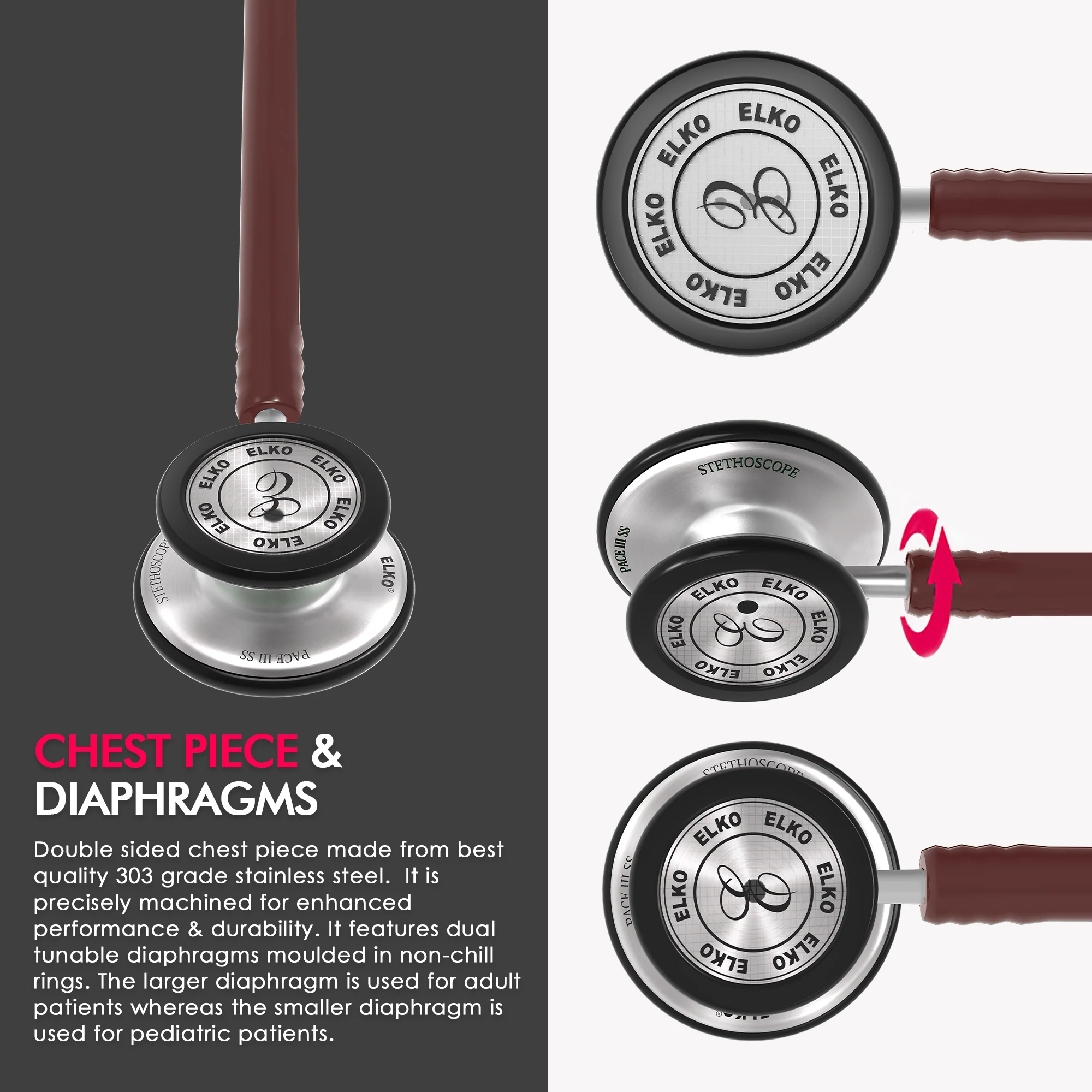 ELKO PACE III SS Stainless Steel Stethoscope - Image 27