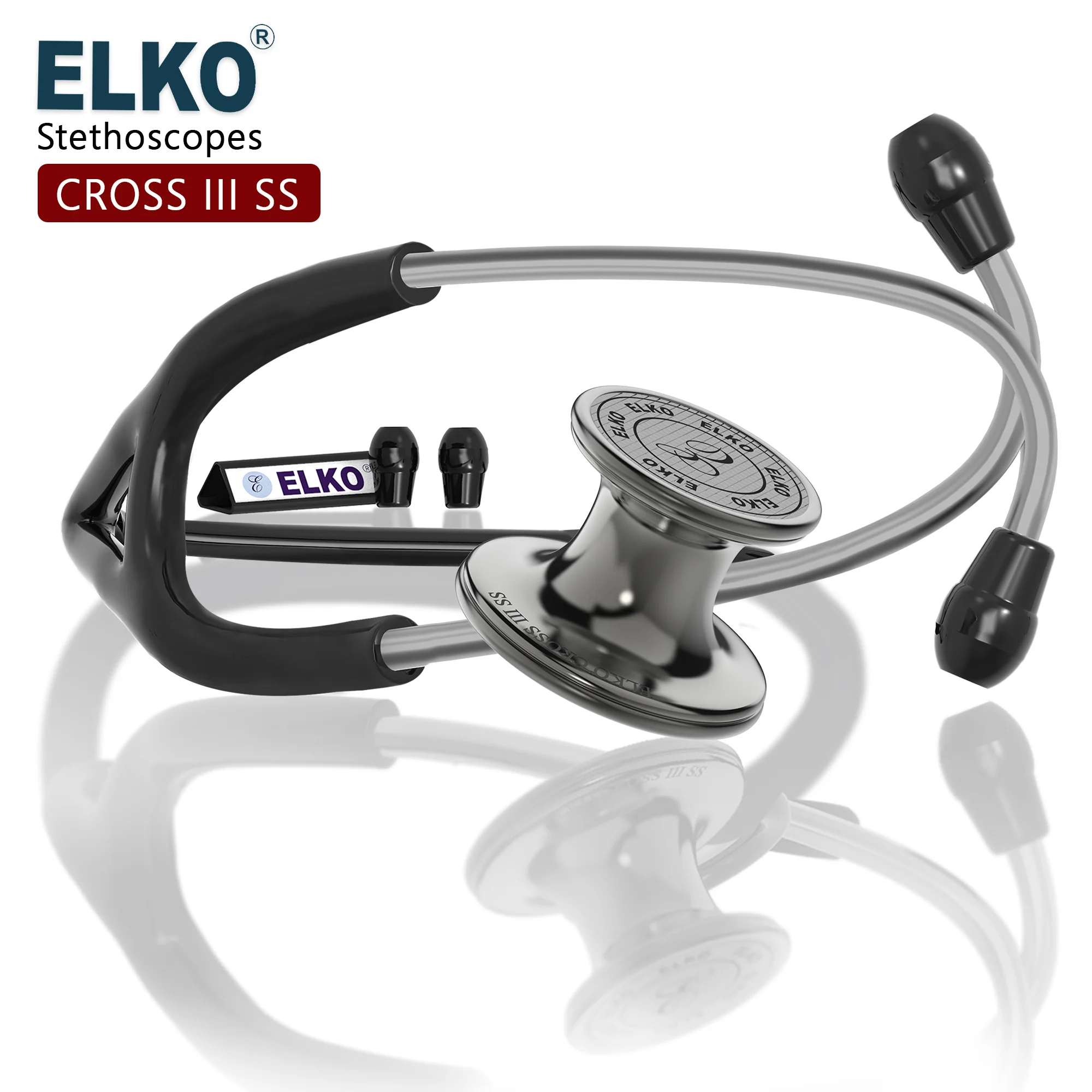 ELKO CROSS III SS Stainless Steel Stethoscope - Smoke Grey - Image 11