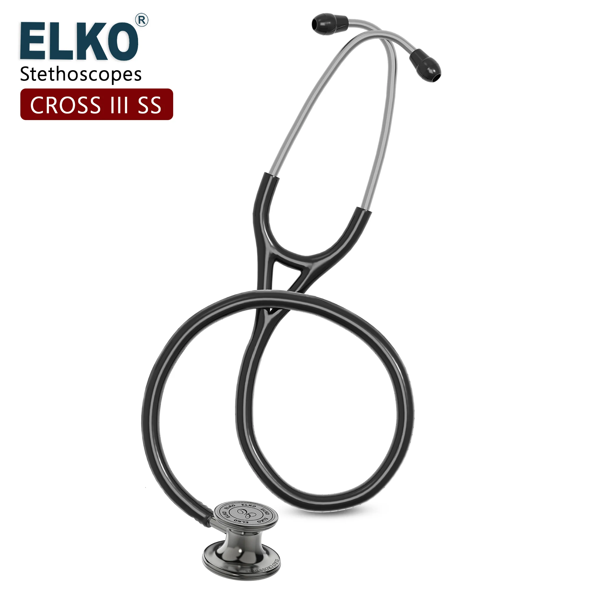 ELKO CROSS III SS Stainless Steel Stethoscope - Smoke Grey - Image 12
