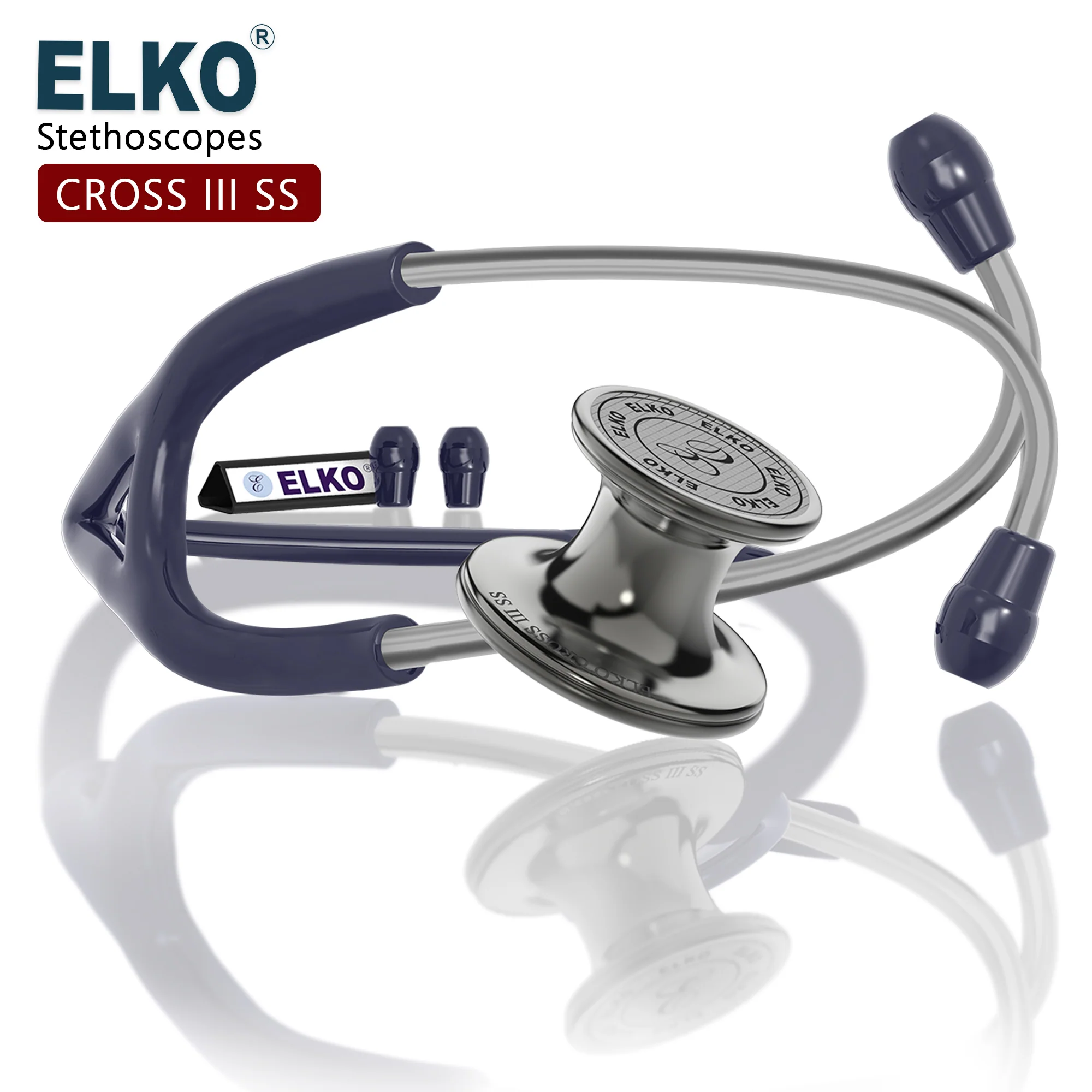 ELKO CROSS III SS Stainless Steel Stethoscope - Smoke Grey - Image 19