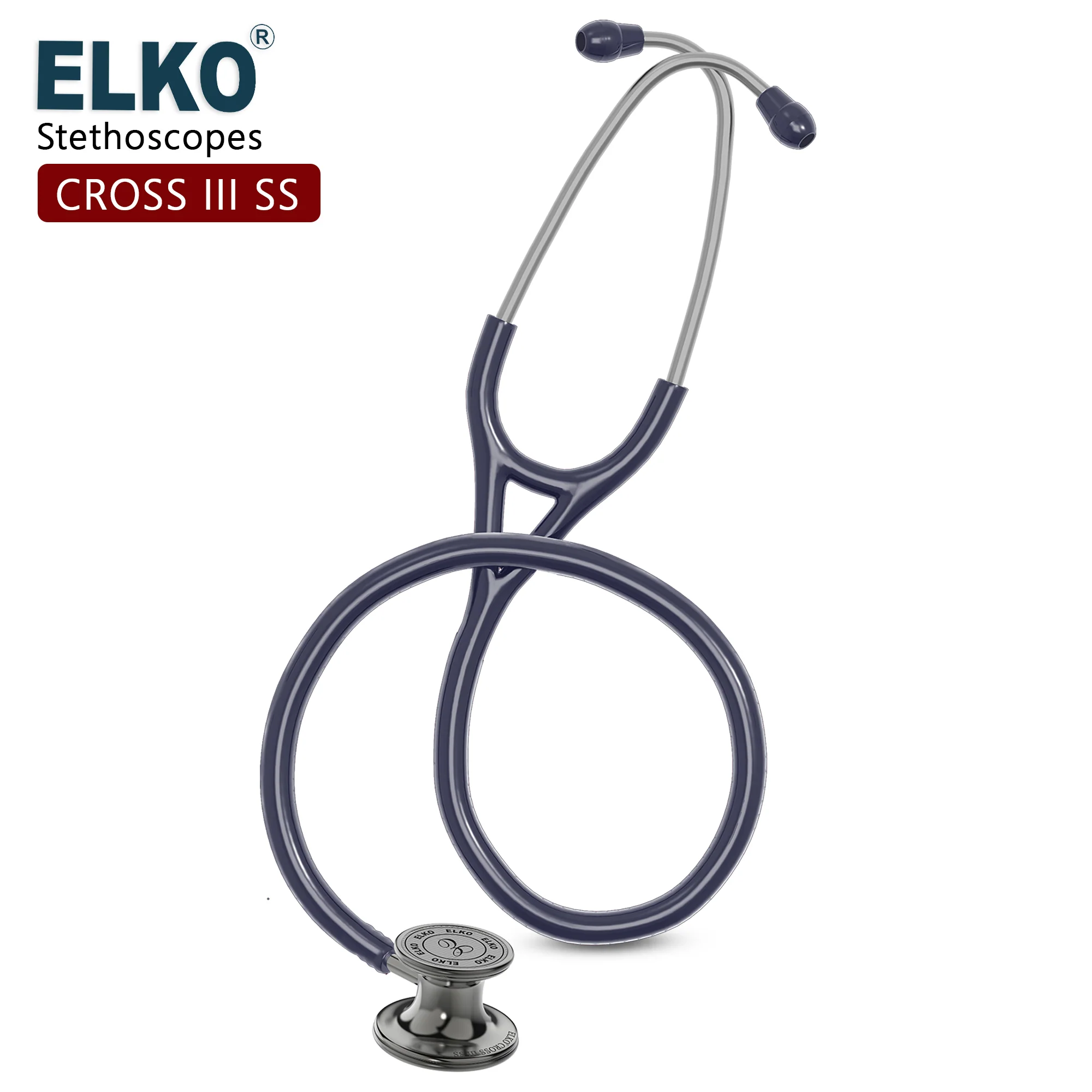 ELKO CROSS III SS Stainless Steel Stethoscope - Smoke Grey - Image 20