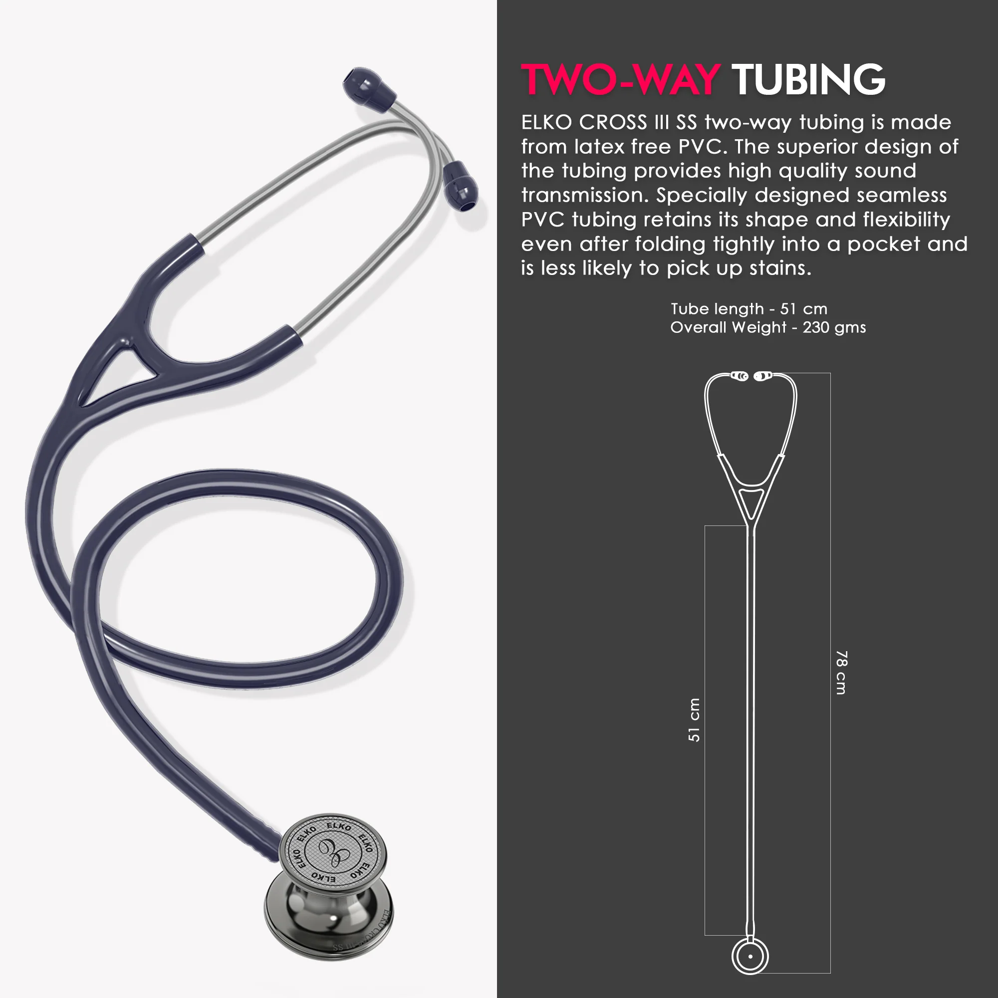 ELKO CROSS III SS Stainless Steel Stethoscope - Smoke Grey - Image 23