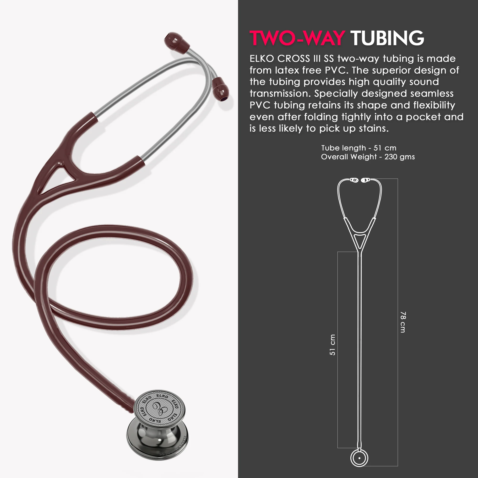 ELKO CROSS III SS Stainless Steel Stethoscope - Smoke Grey - Image 32