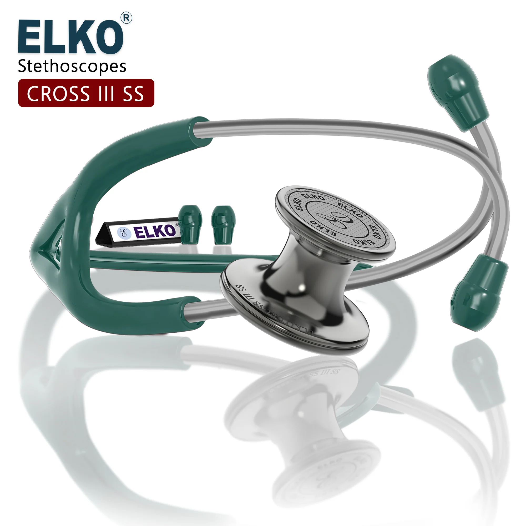 ELKO CROSS III SS Stainless Steel Stethoscope - Smoke Grey - Image 35