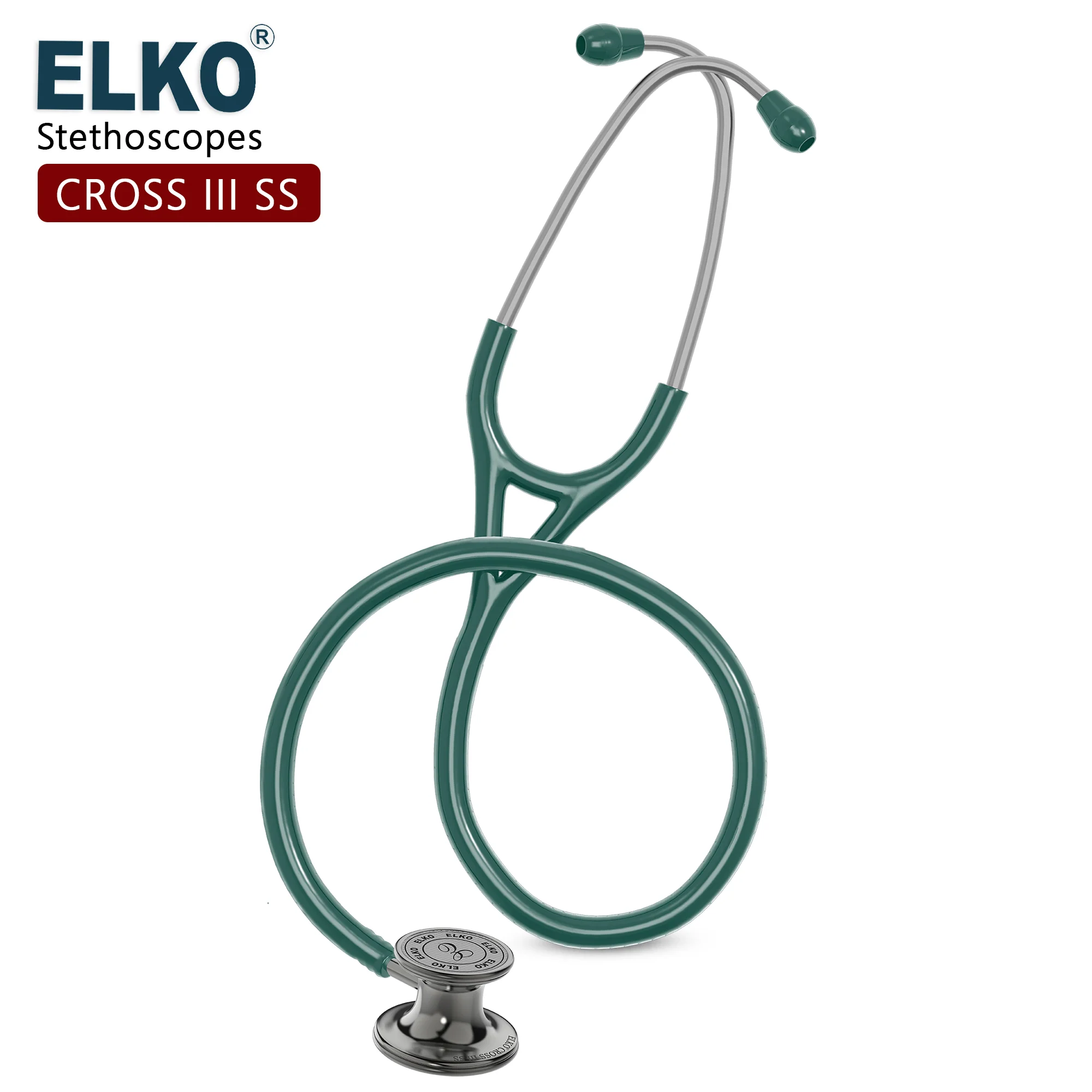 ELKO CROSS III SS Stainless Steel Stethoscope - Smoke Grey - Image 36