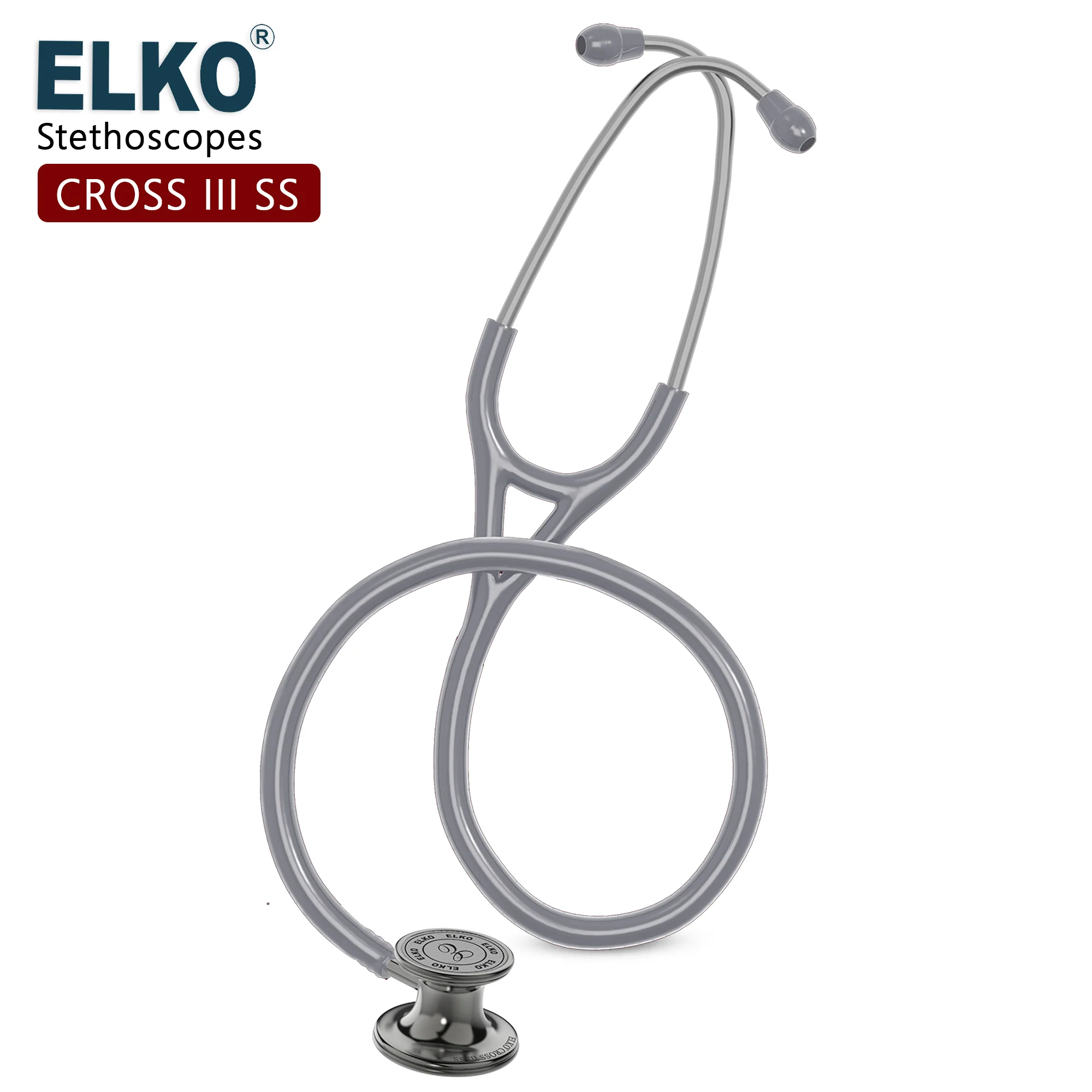 ELKO CROSS III SS Stainless Steel Stethoscope - Smoke Grey - Image 4