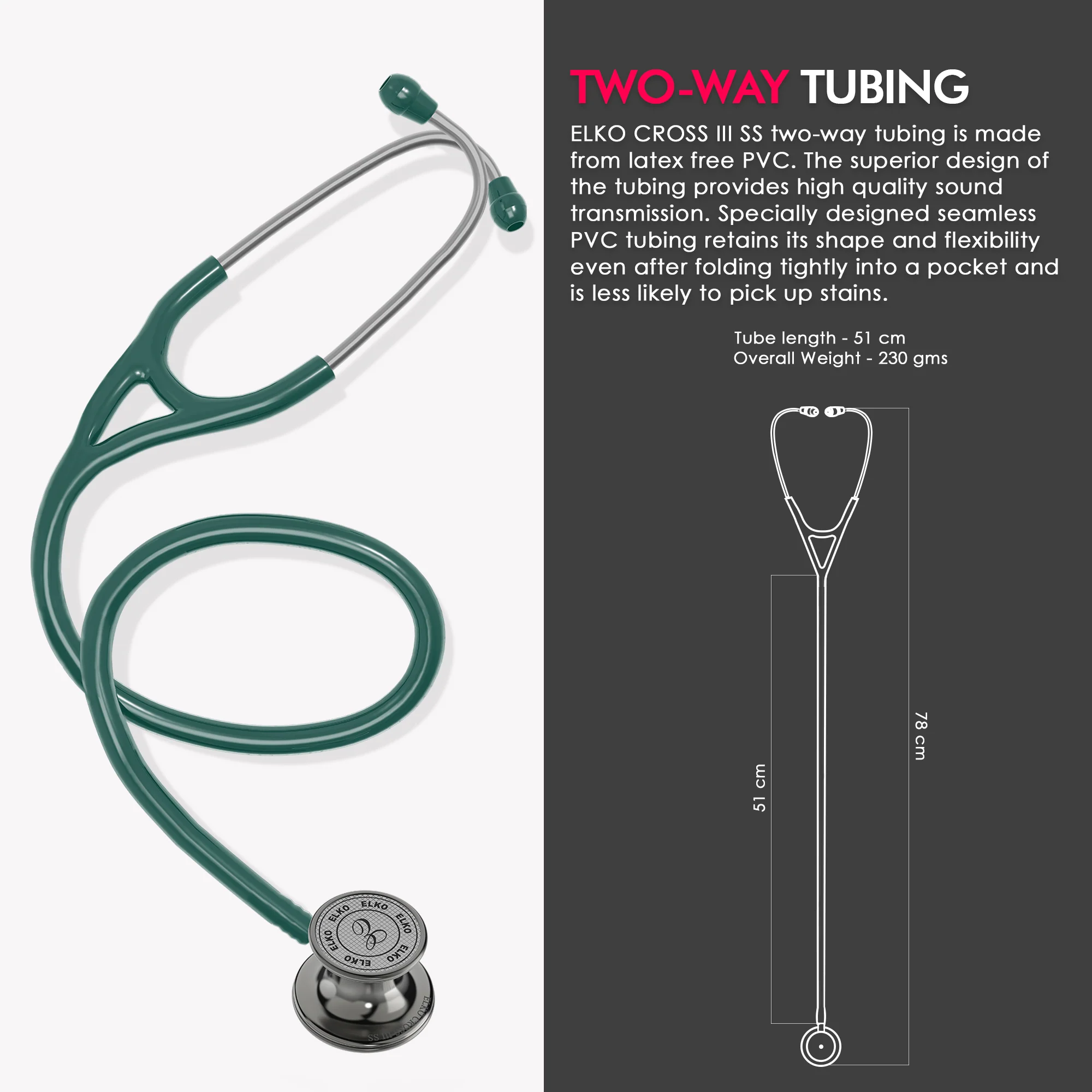 ELKO CROSS III SS Stainless Steel Stethoscope - Smoke Grey - Image 40