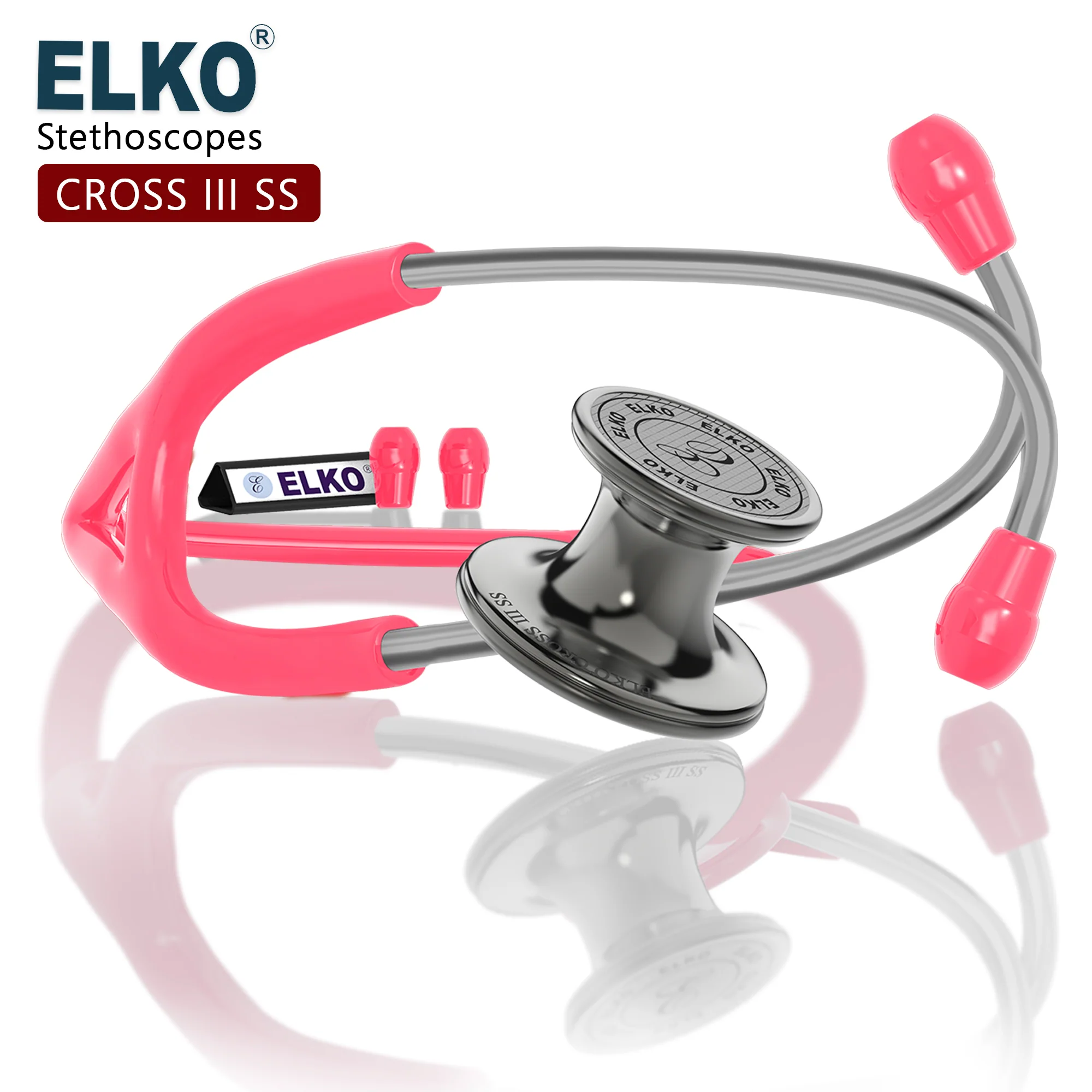 ELKO CROSS III SS Stainless Steel Stethoscope - Smoke Grey - Image 43
