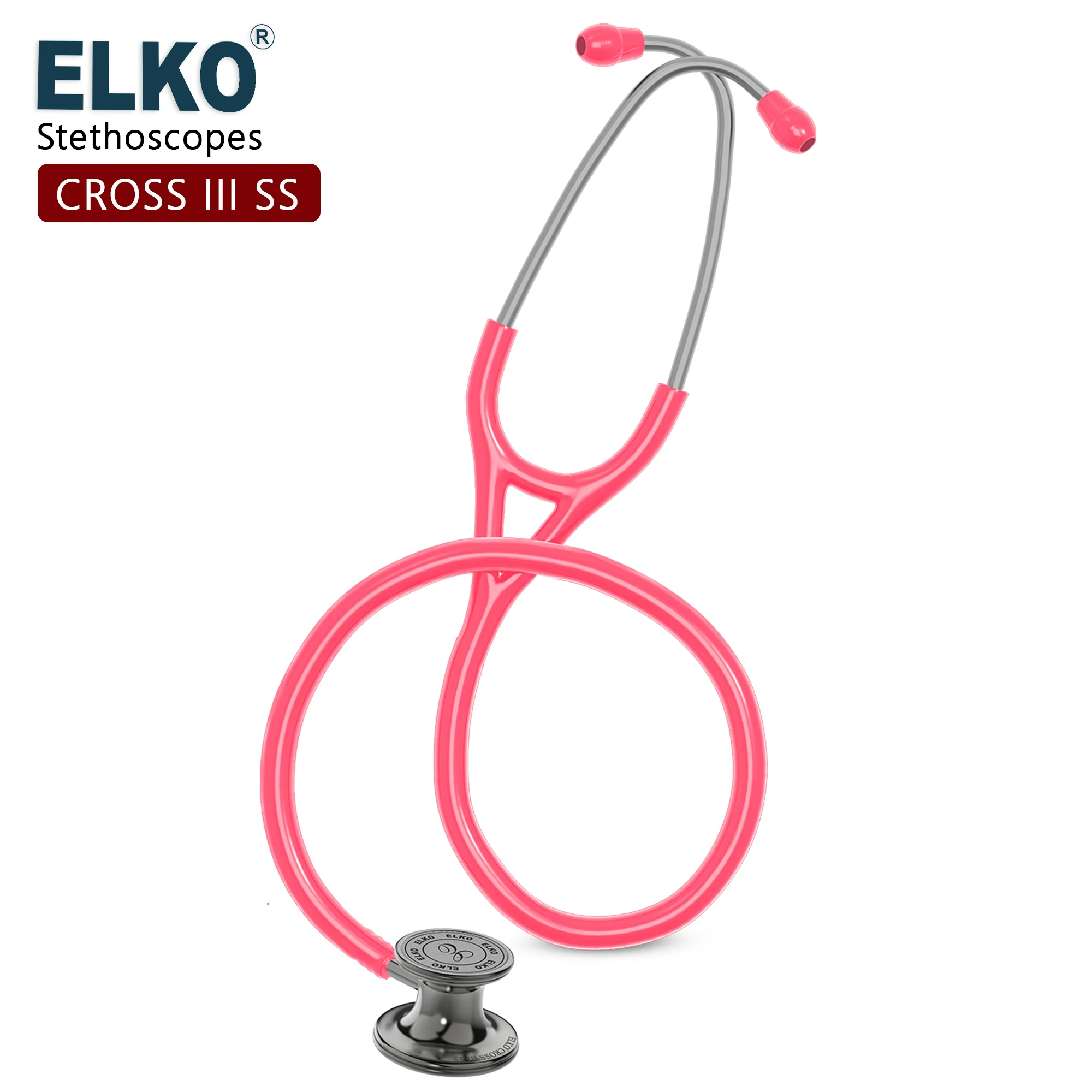 ELKO CROSS III SS Stainless Steel Stethoscope - Smoke Grey - Image 44