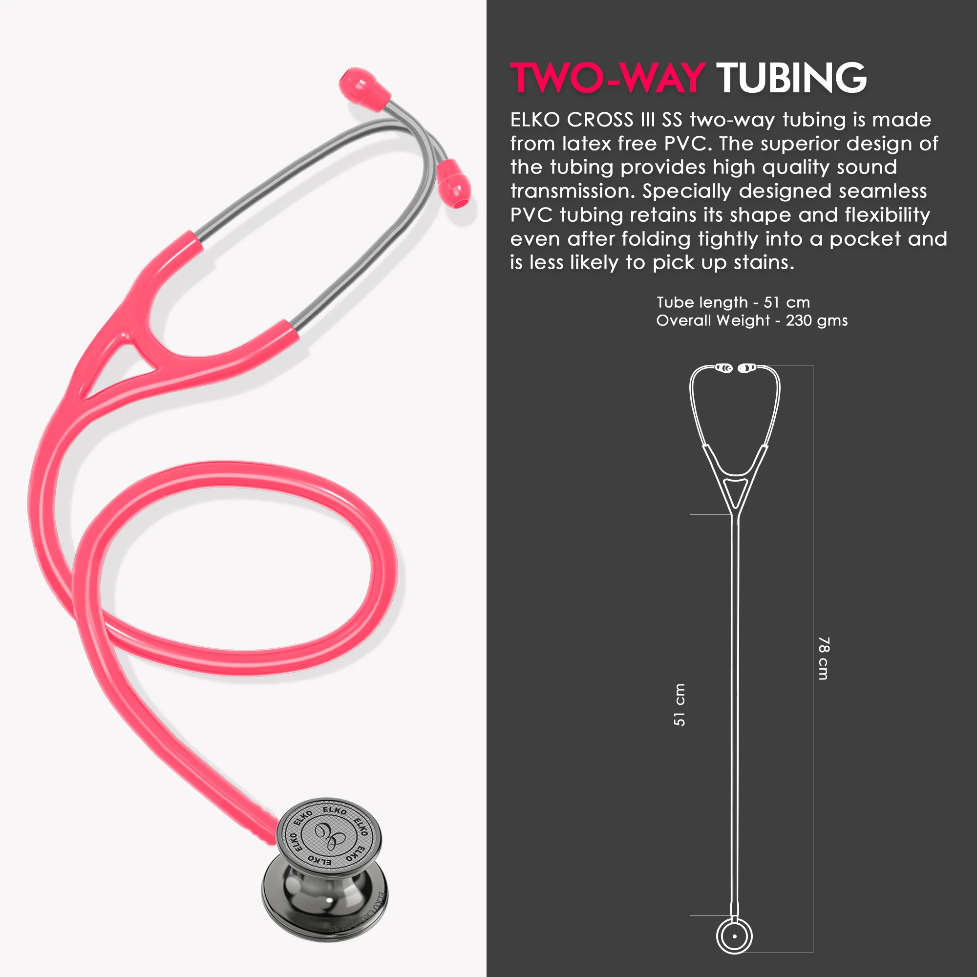 ELKO CROSS III SS Stainless Steel Stethoscope - Smoke Grey - Image 48